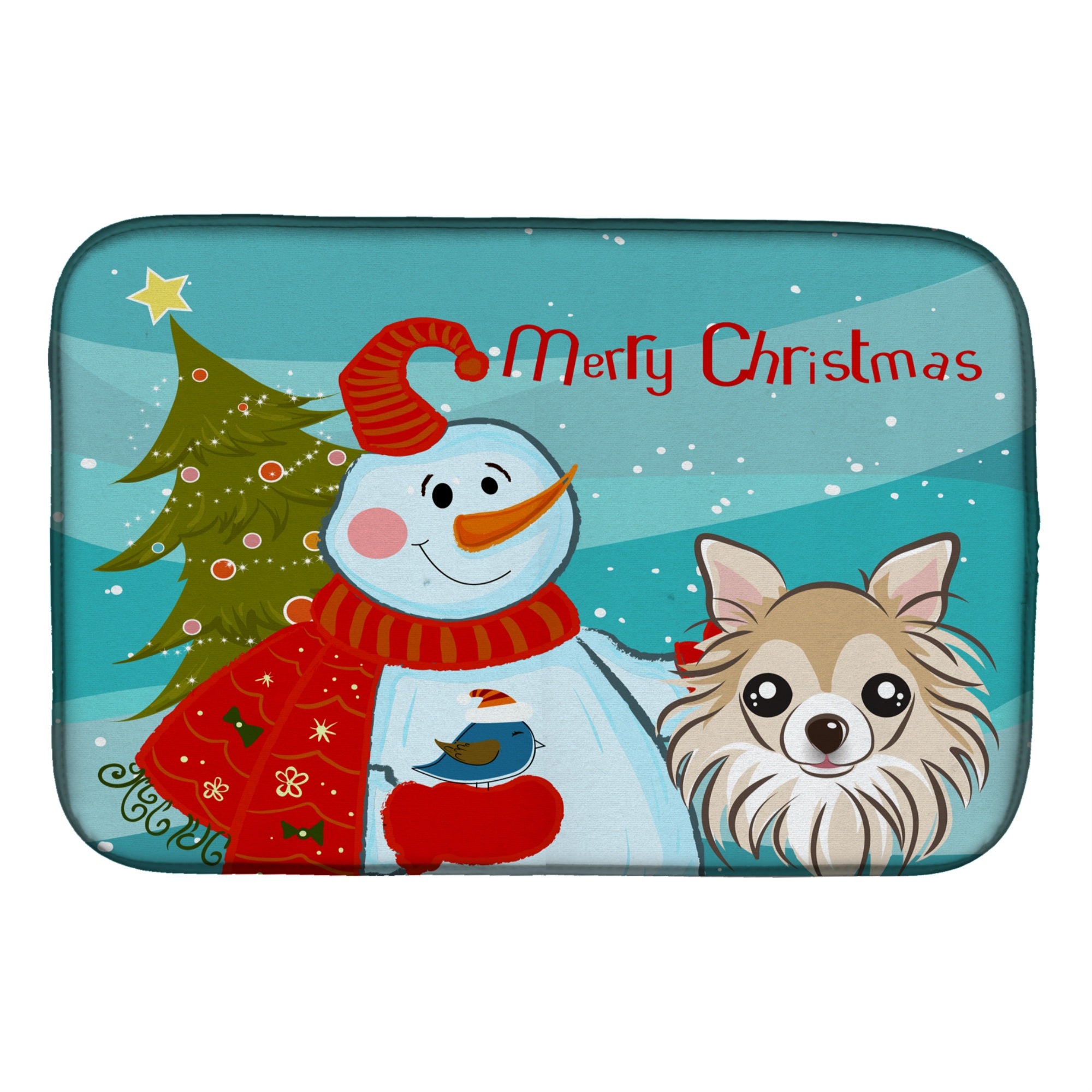 'Caroline'S Treasures Snowman With Chihuahua Dish Drying Mat, 14 X 21''