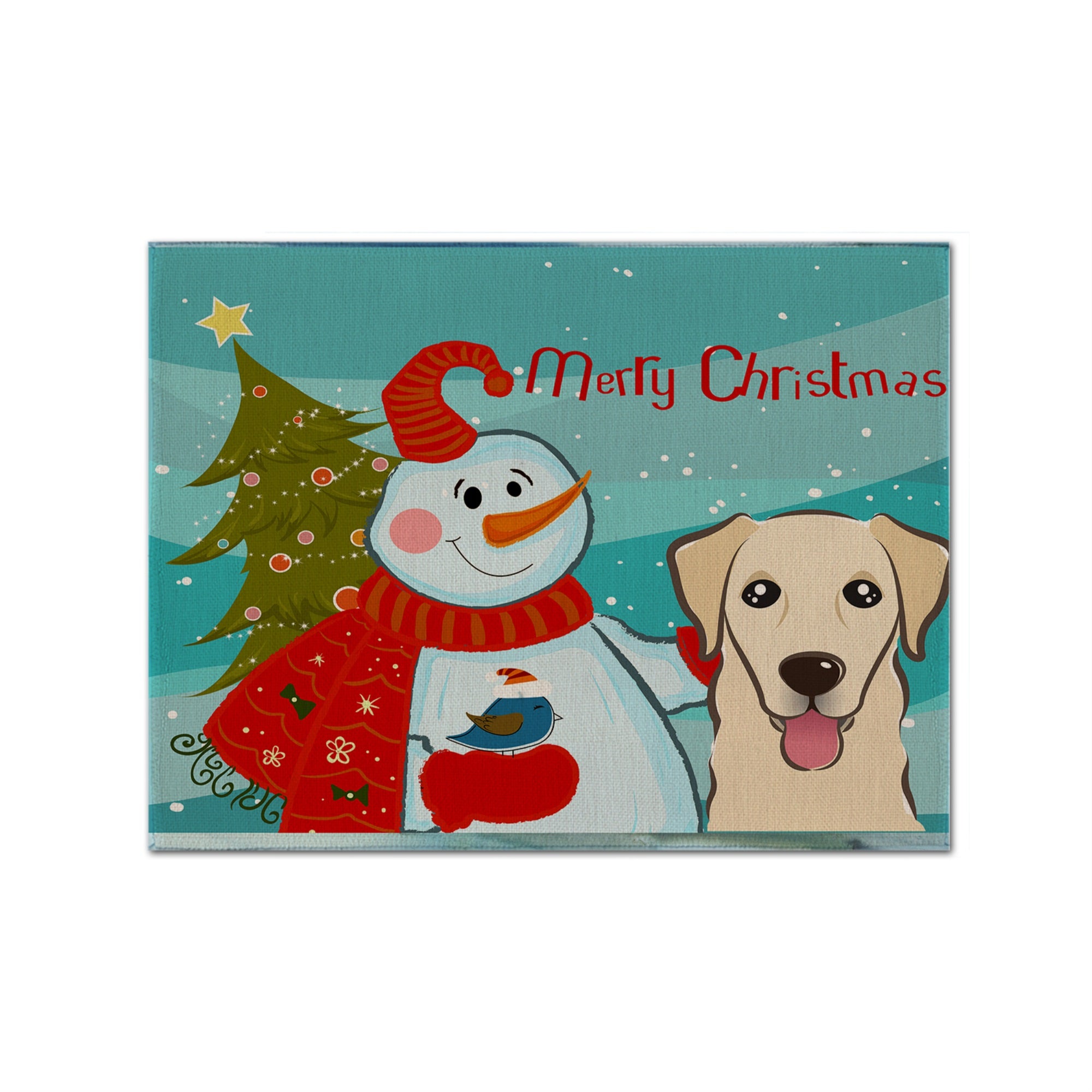 'Caroline'S Treasures Bb1872Plmt Snowman With Golden Retriever Fabric Placemat, Multicolor''