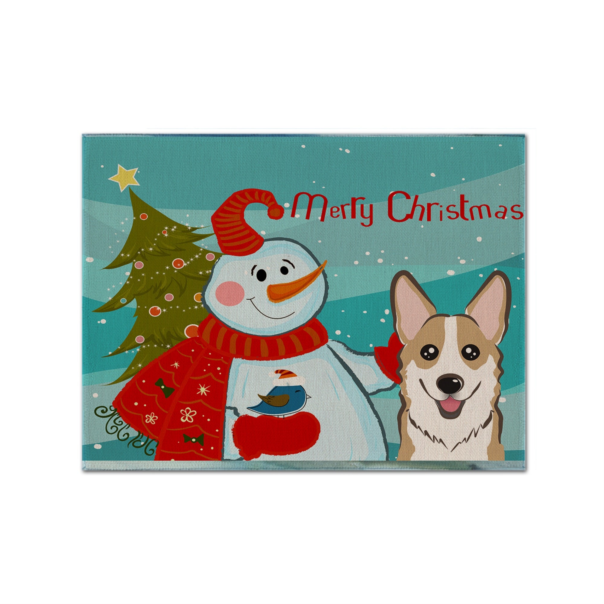 'Caroline'S Treasures Bb1873Plmt Snowman With Sable Corgi Fabric Placemat, Multicolor''