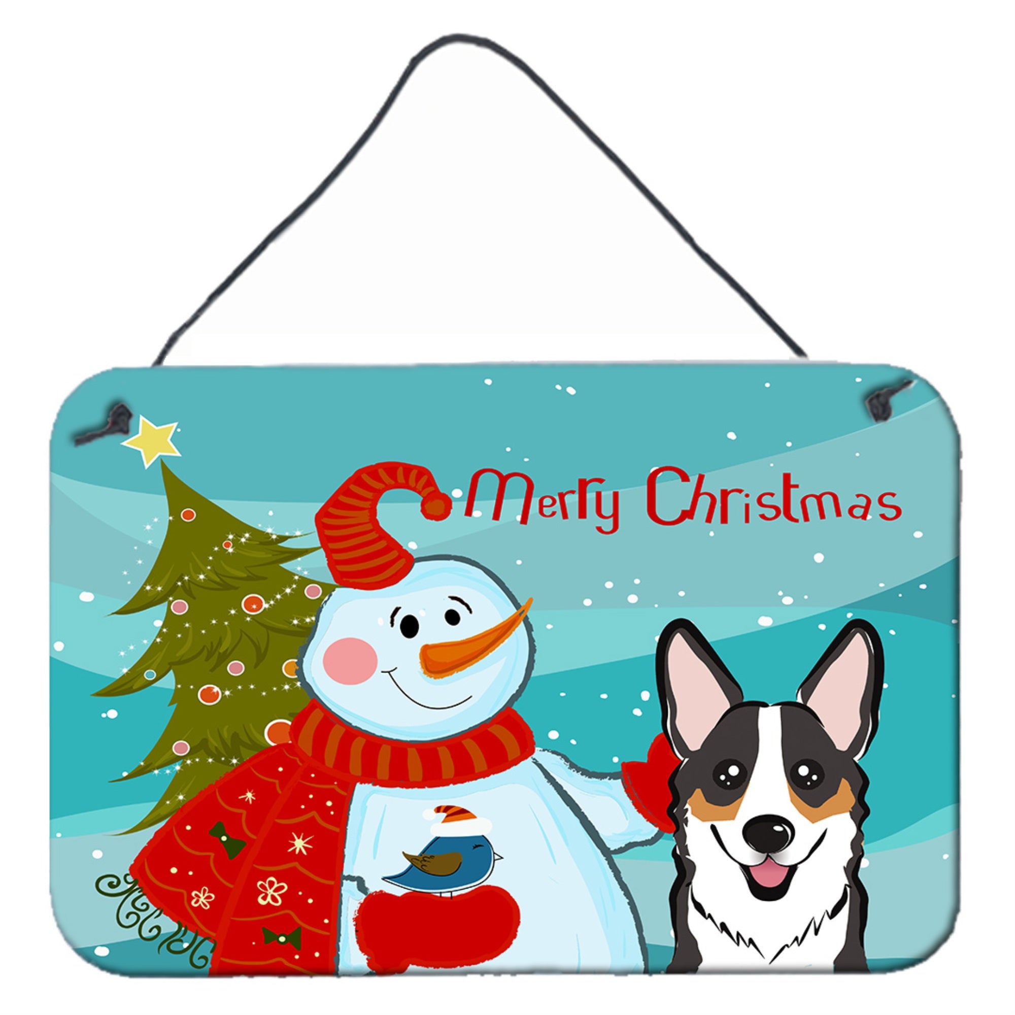 'Caroline'S Treasures Snowman With Tricolor Corgi Wall Or Door Hanging Prints Bb1875Ds812, 8Hx12W''