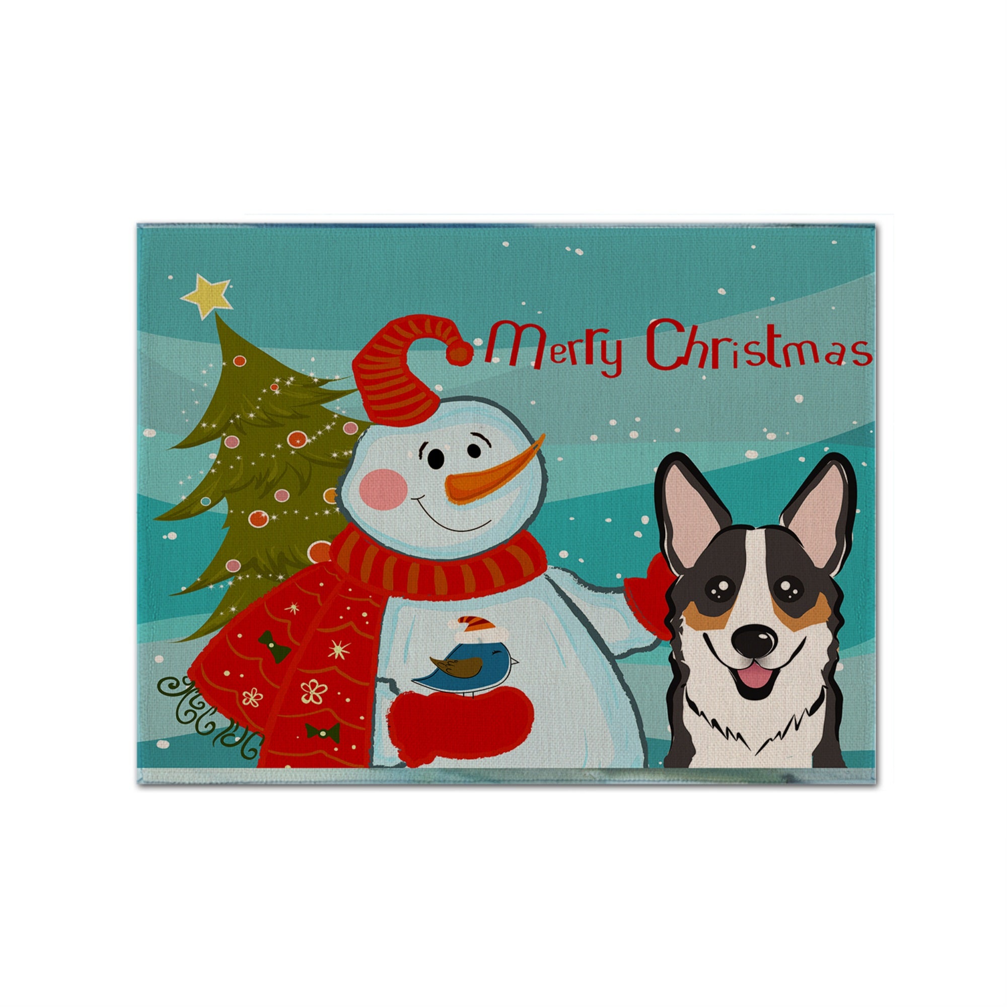 'Caroline'S Treasures Bb1875Plmt Snowman With Tricolor Corgi Fabric Placemat, Multicolor''