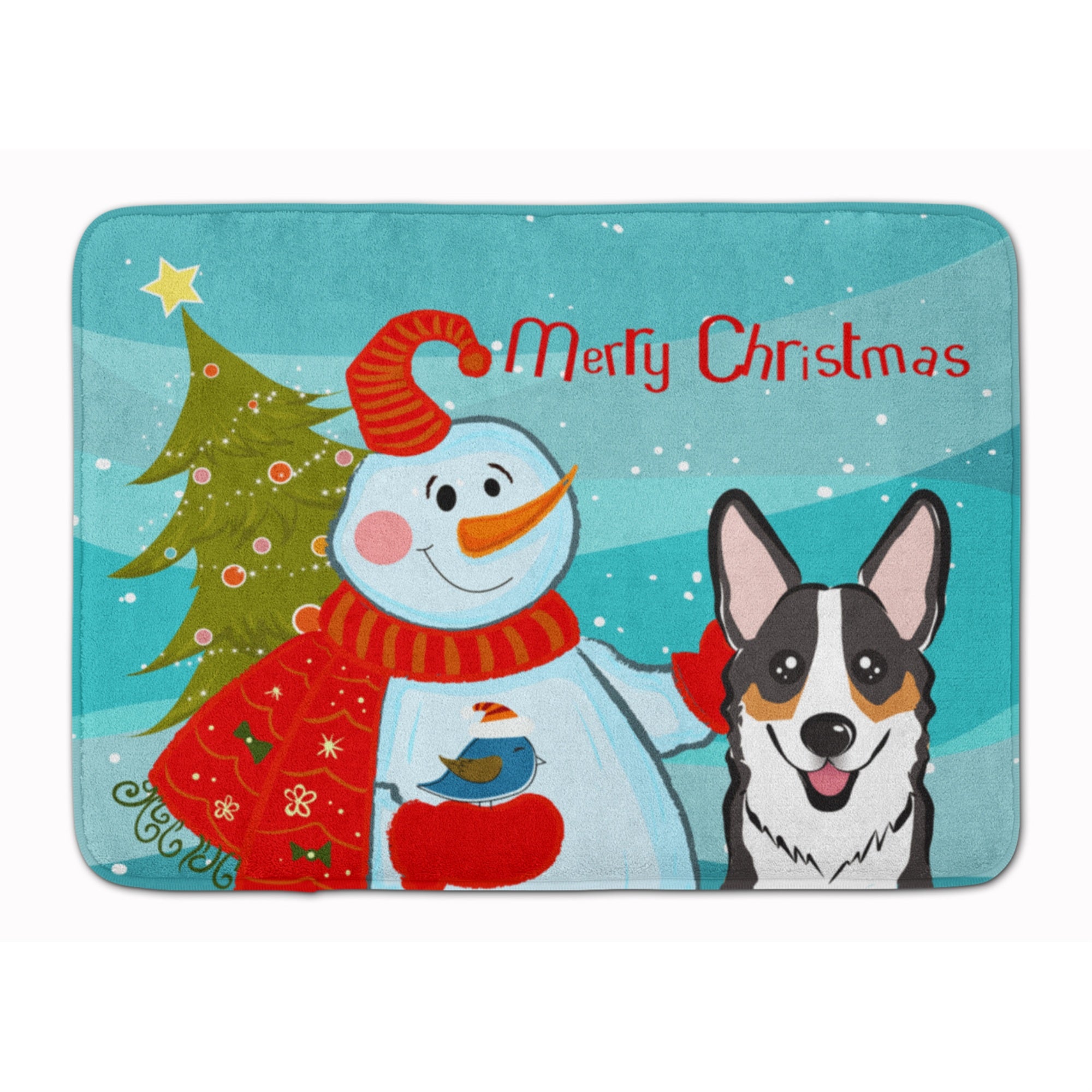 'Caroline'S Treasures Snowman With Tricolor Corgi Floor Mat, 19'''' X 27'''', Multicolor''