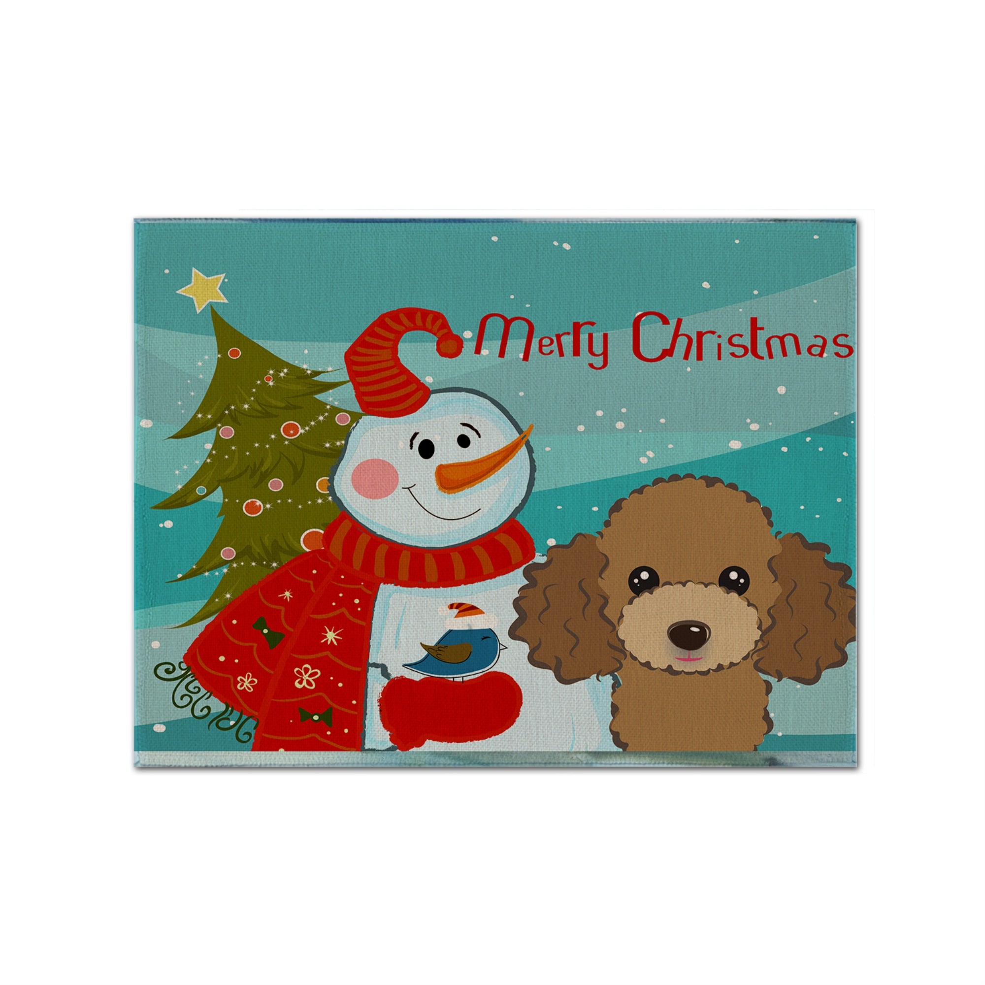 'Caroline'S Treasures Bb1876Plmt Snowman With Chocolate Brown Poodle Fabric Placemat, Multicolor''