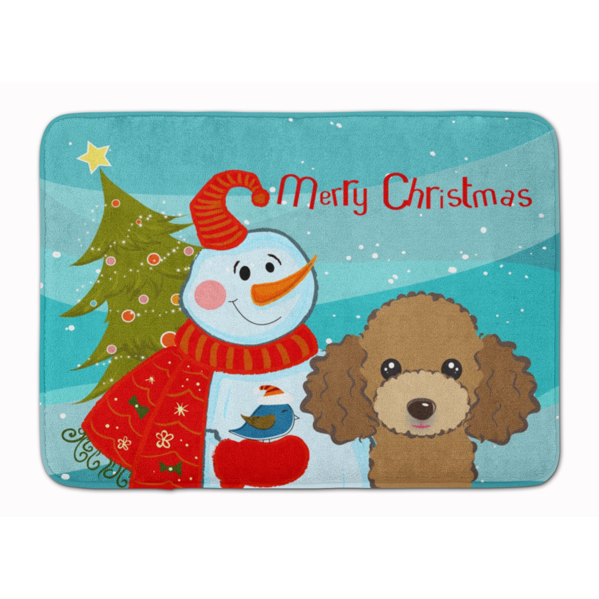 'Caroline'S Treasures Snowman With Chocolate Brown Poodle Floor Mat, 19'''' X 27'''', Multicolor''