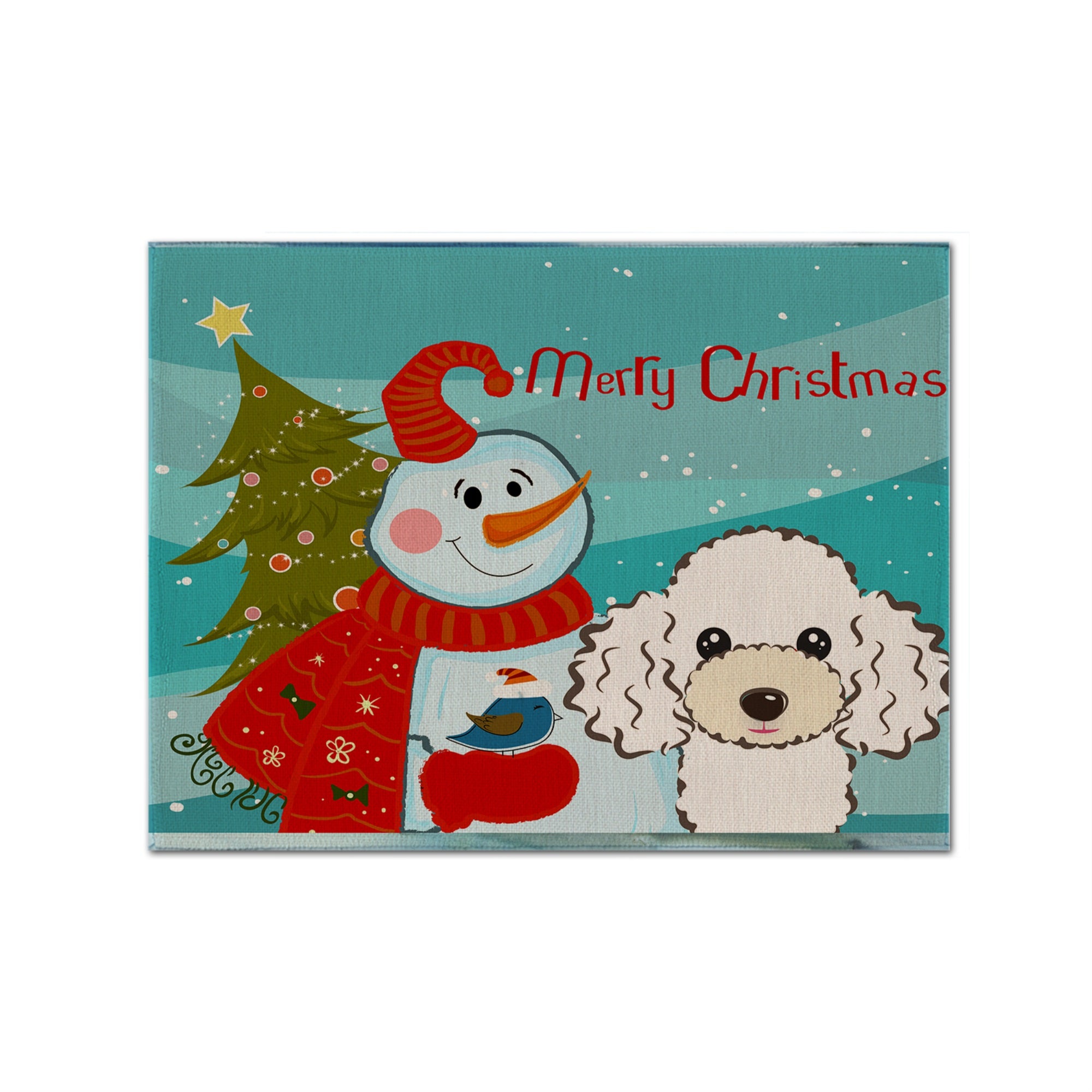 'Caroline'S Treasures Bb1877Plmt Snowman With White Poodle Fabric Placemat, Multicolor''