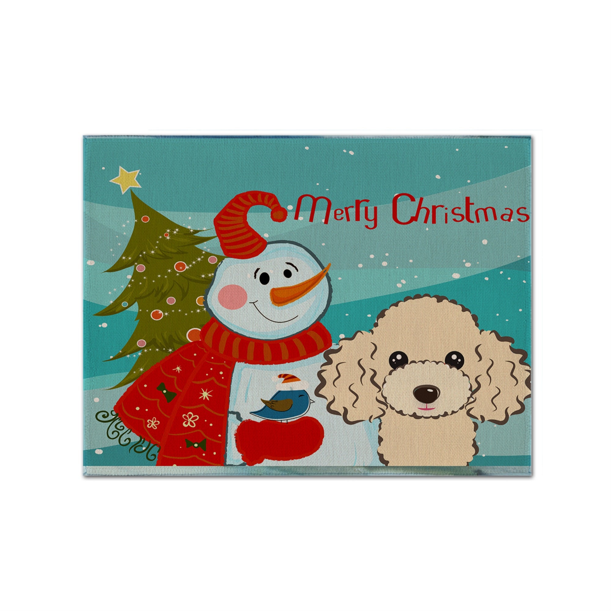 'Caroline'S Treasures Bb1878Plmt Snowman With Buff Poodle Fabric Placemat, Multicolor''