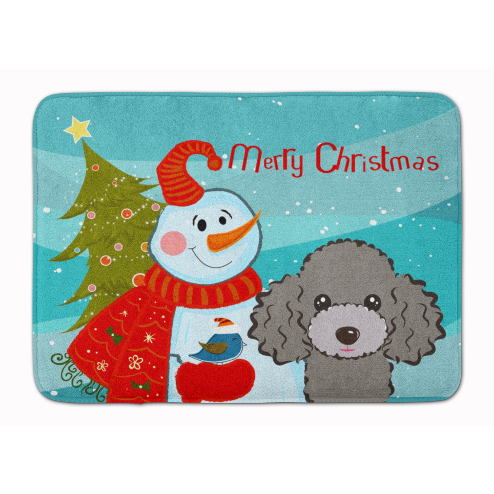 'Caroline'S Treasures Snowman With Silver Gray Poodle Floor Mat, 19'''' X 27'''', Multicolor''