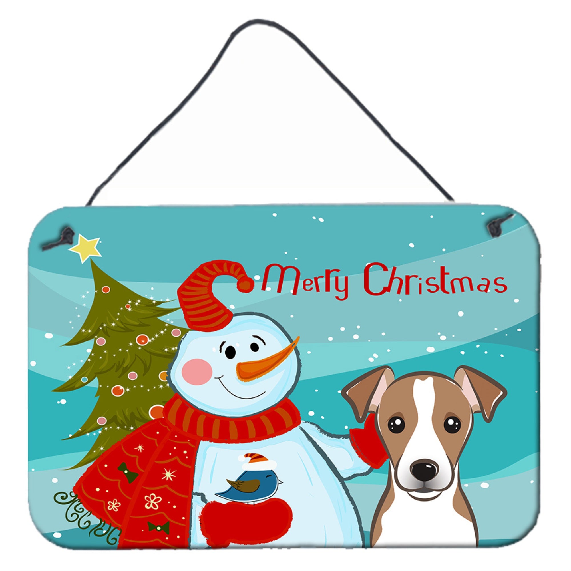 'Caroline'S Treasures Snowman With Jack Russell Terrier Wall Or Door Hanging Prints Bb1880Ds812, 8Hx12W''