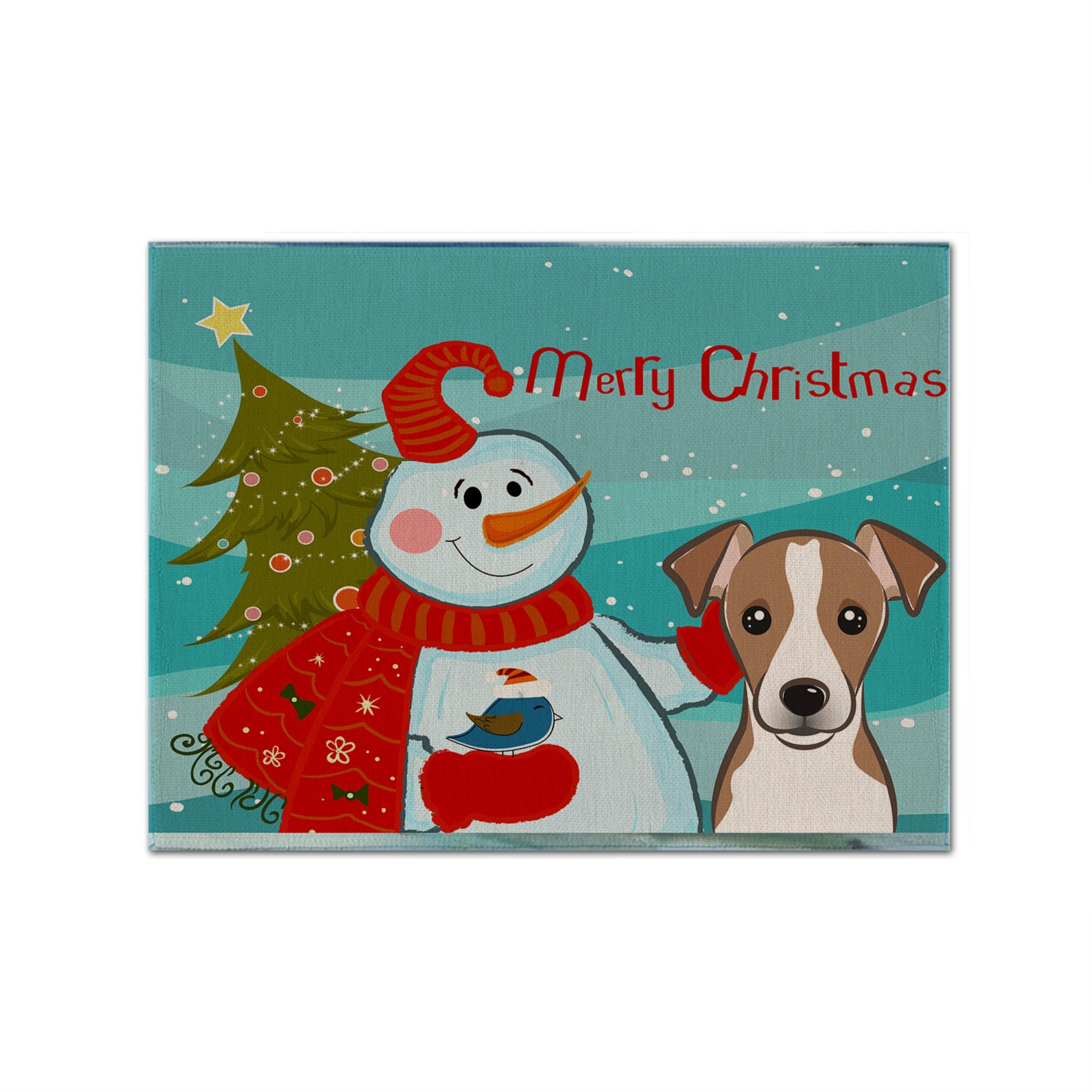 'Caroline'S Treasures Bb1880Plmt Snowman With Jack Russell Terrier Fabric Placemat, Multicolor''