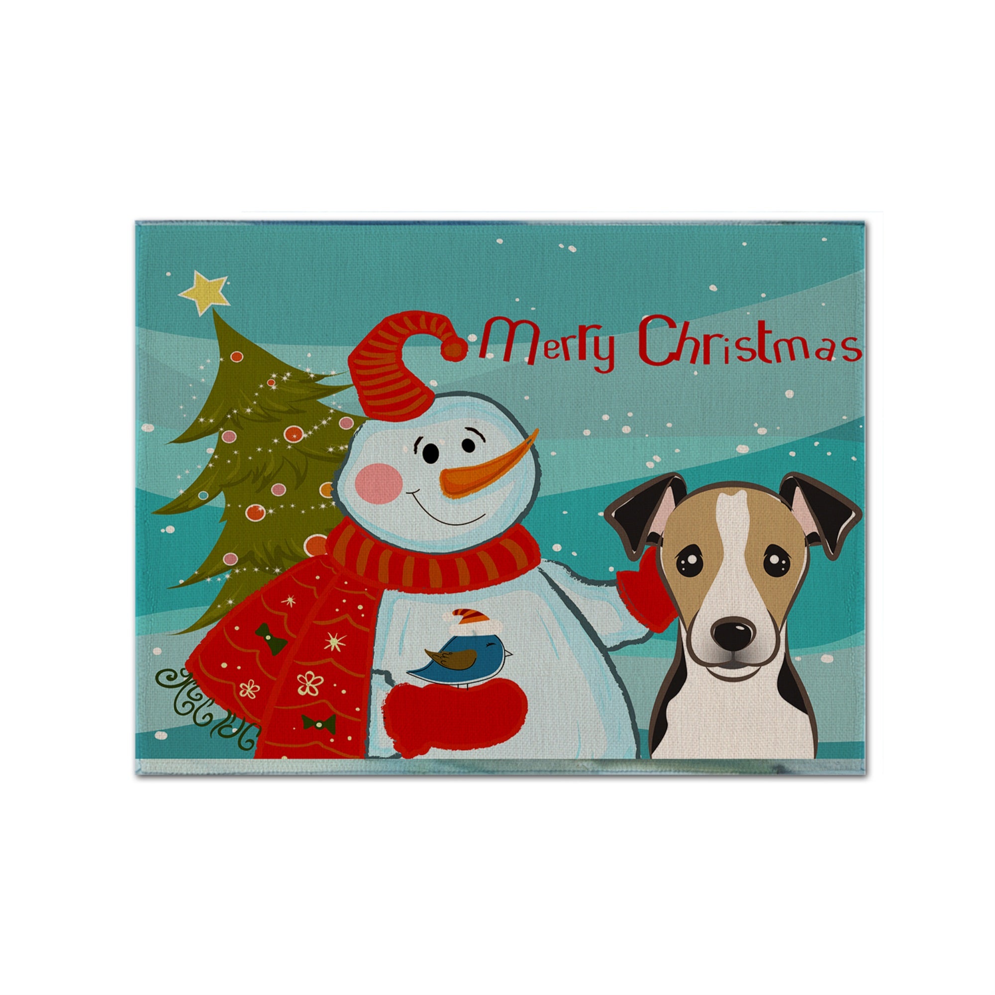 'Caroline'S Treasures Bb1881Plmt Snowman With Jack Russell Terrier Fabric Placemat, Multicolor''