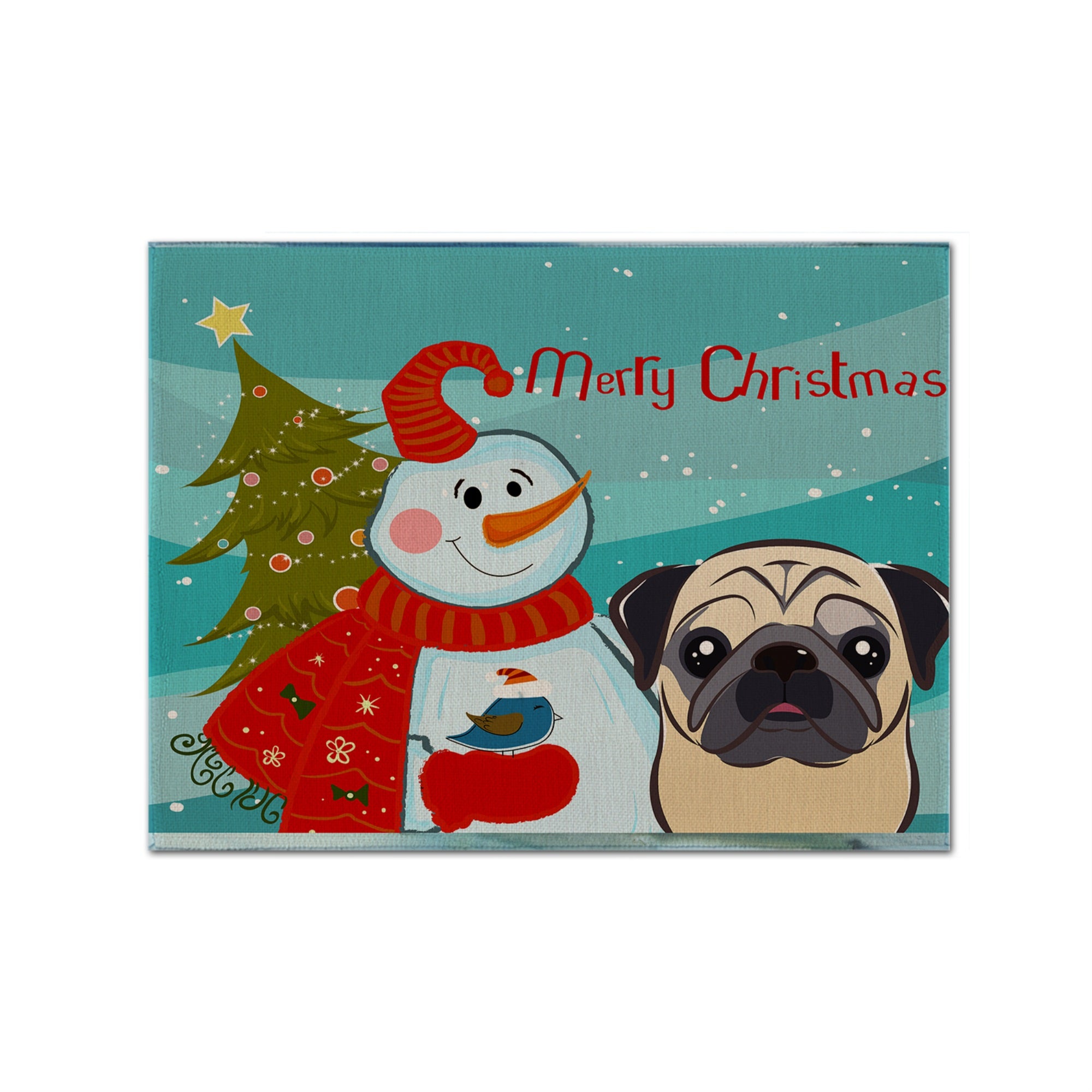 'Caroline'S Treasures Bb1882Plmt Snowman With Fawn Pug Fabric Placemat, Multicolor''