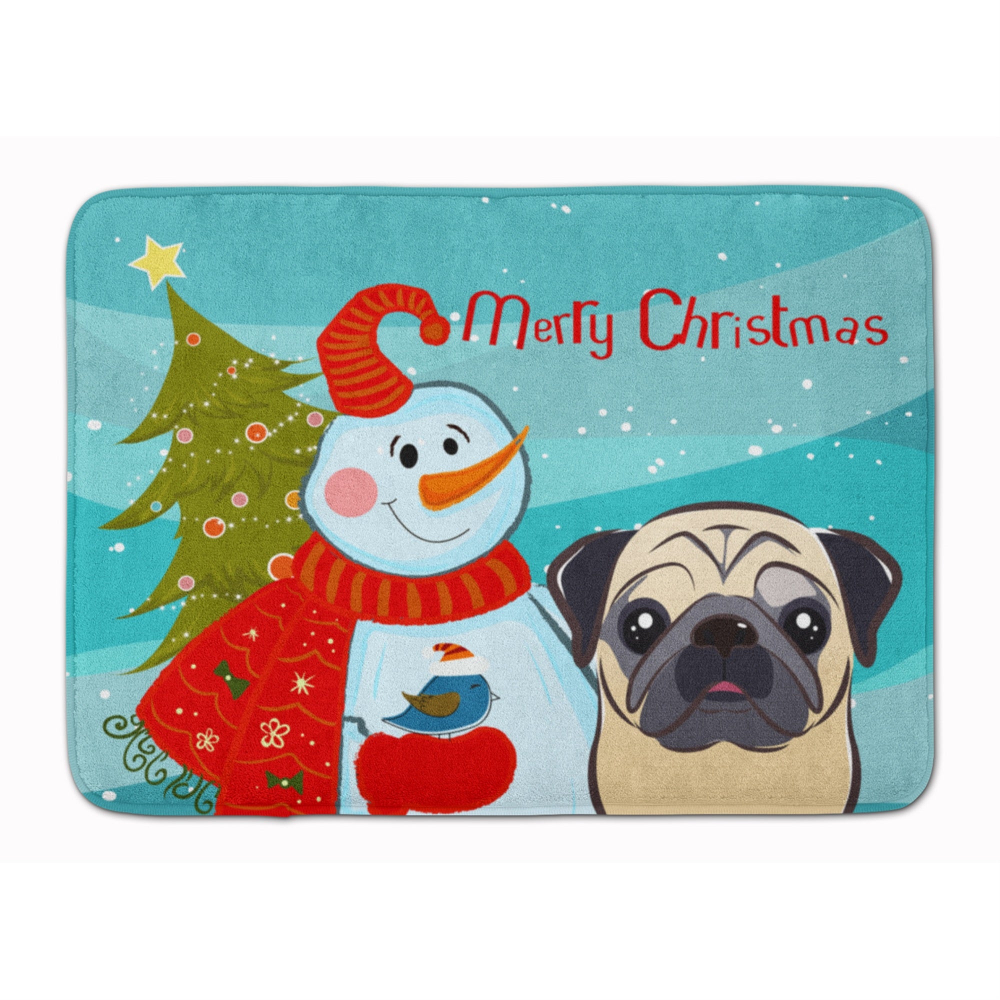 'Caroline'S Treasures Snowman With Fawn Pug Floor Mat, 19'''' X 27'''', Multicolor''