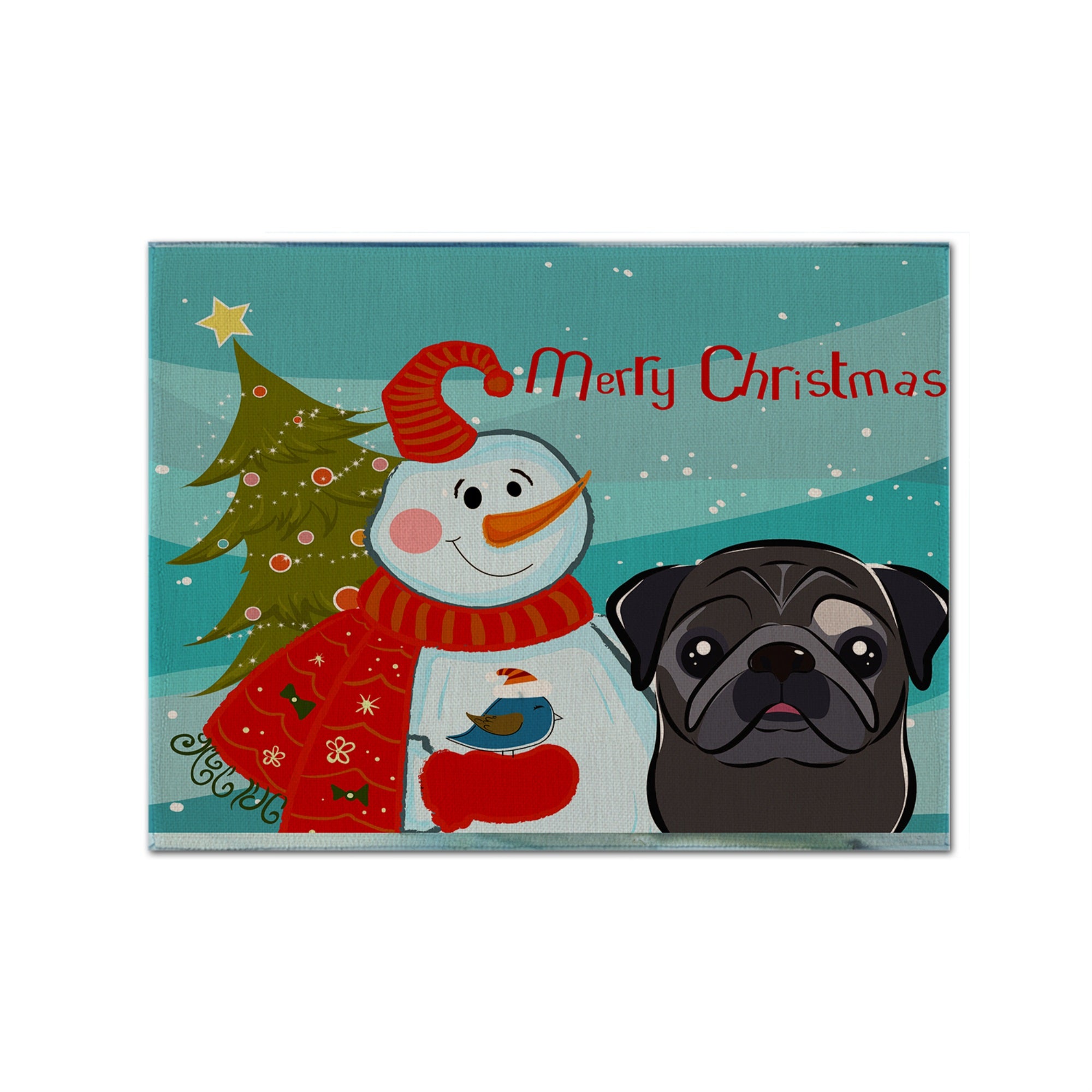 'Caroline'S Treasures Bb1883Plmt Snowman With Black Pug Fabric Placemat, Multicolor''