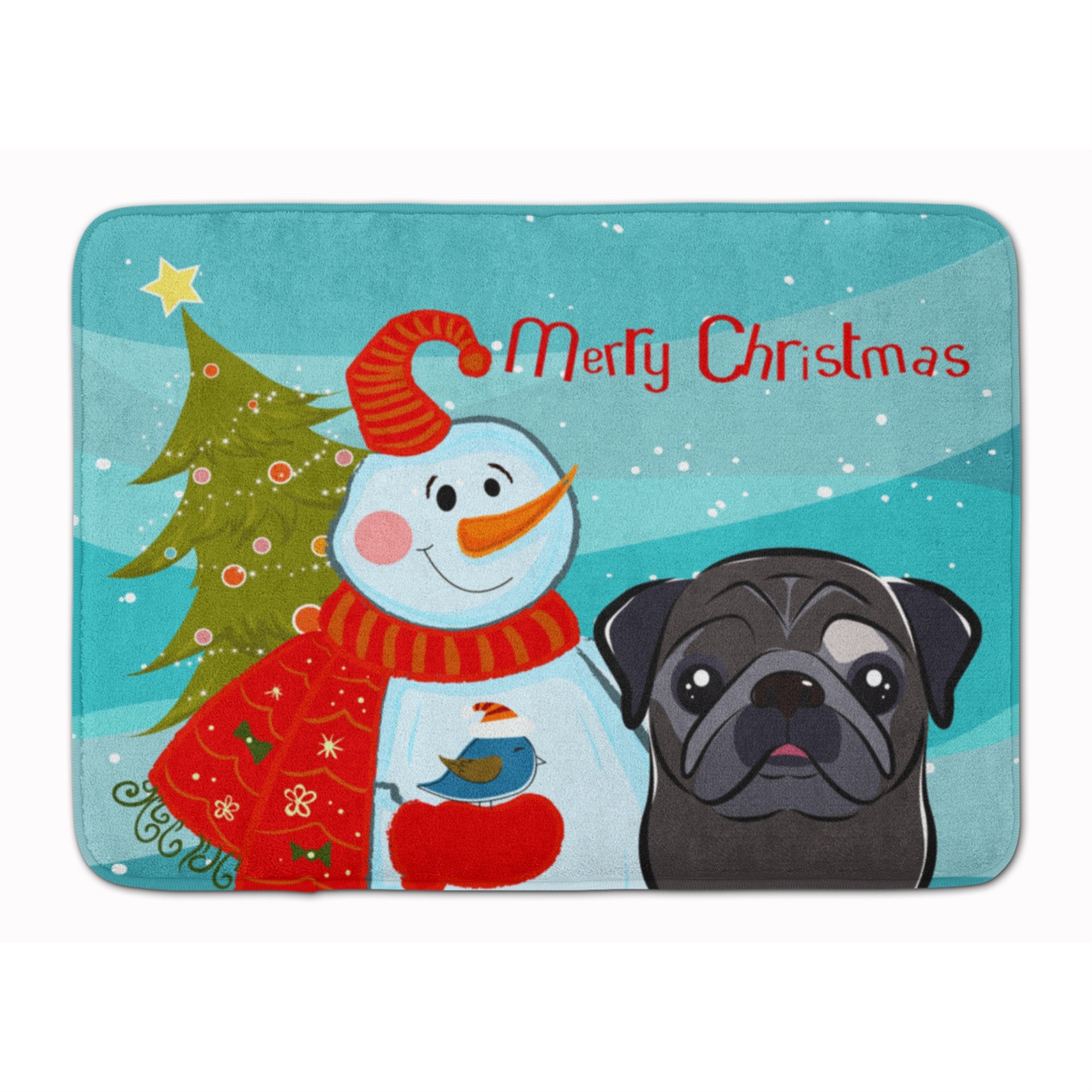 'Caroline'S Treasures Snowman With Black Pug Floor Mat, 19'''' X 27'''', Multicolor''