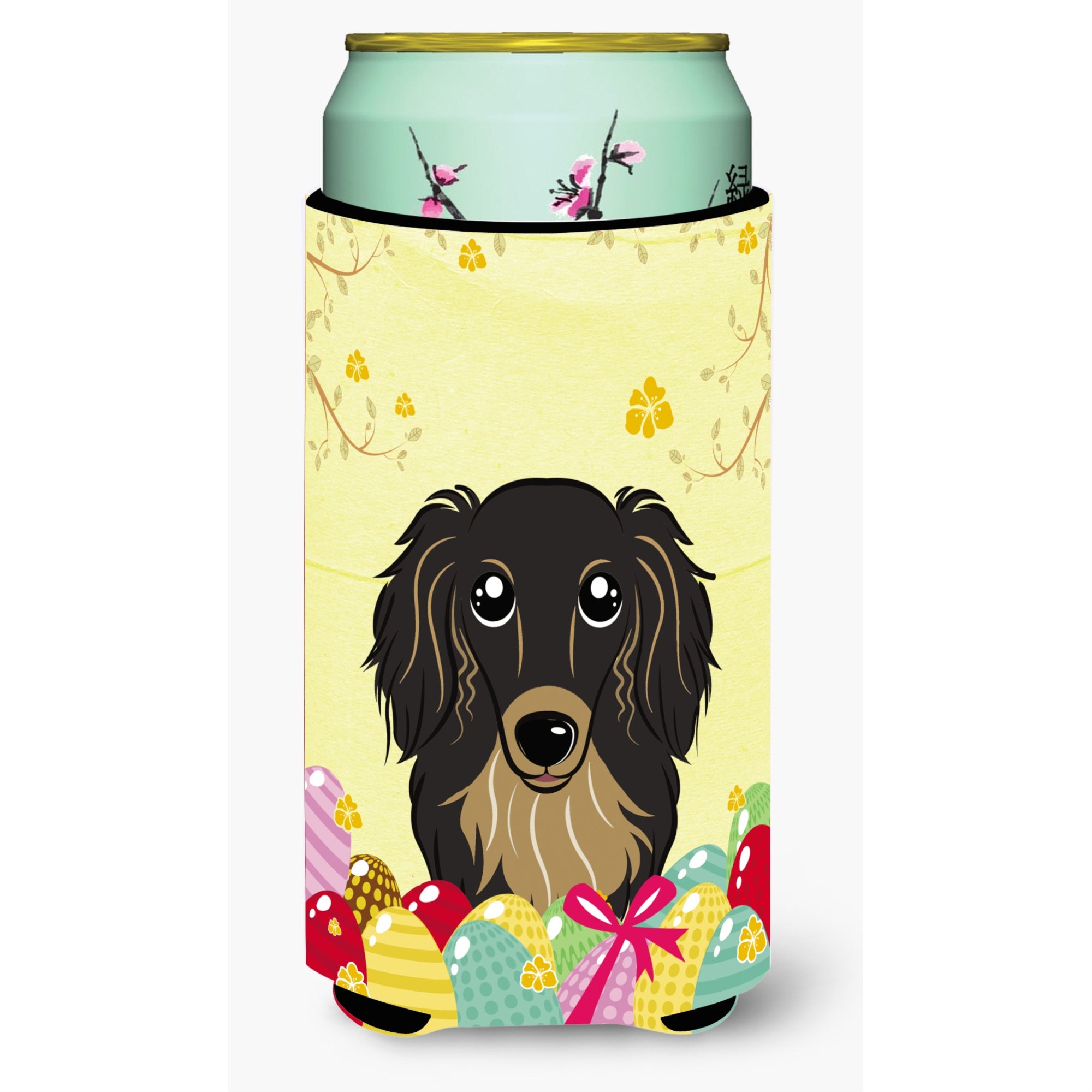 'Caroline'S Treasures Bb1895Tbc ''''Longhair Black And Tan Dachshund Easter Egg Hunt'''' Tall Boy Hugger Koozie, Multicolor''