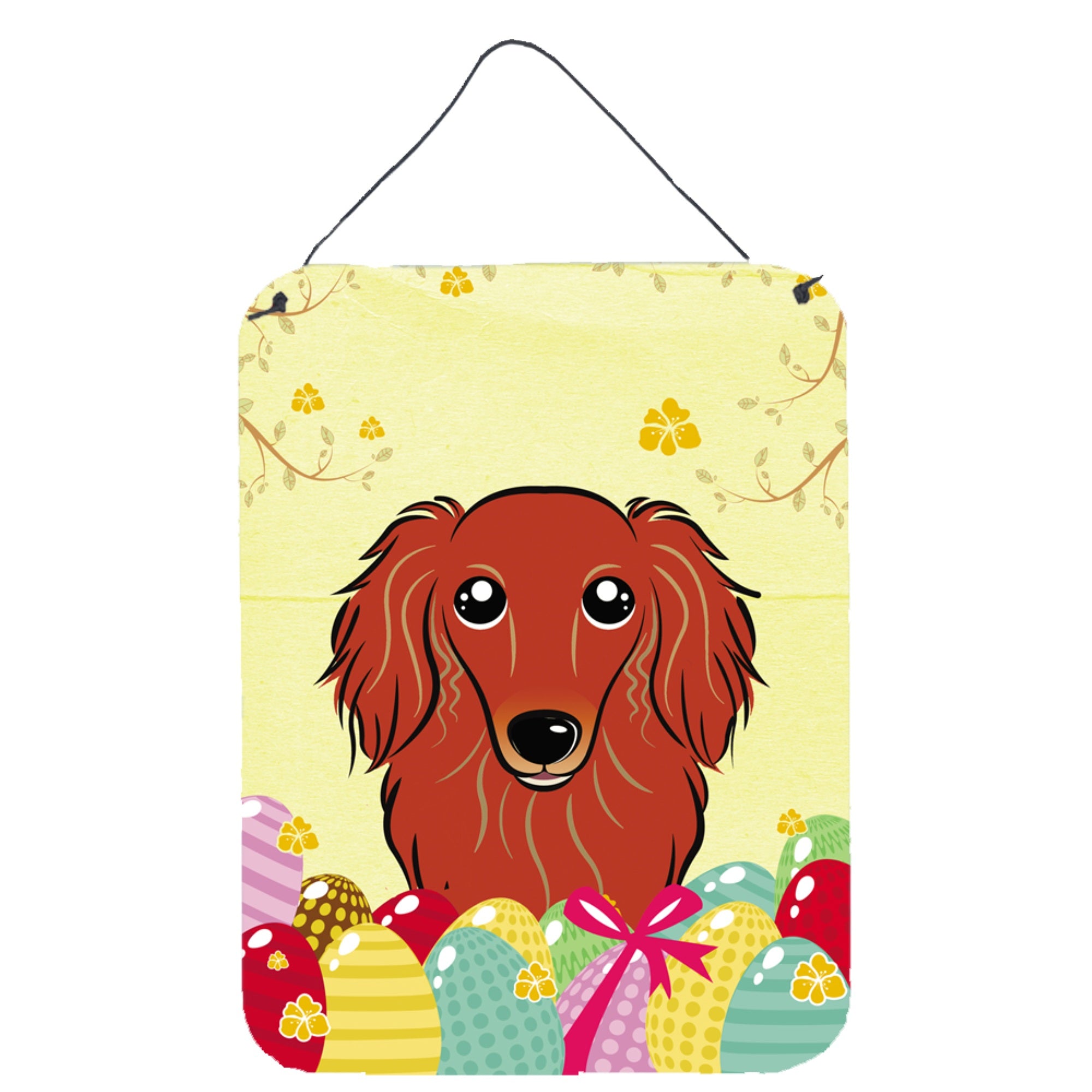 'Caroline'S Treasures Longhair Red Dachshund Easter Egg Hunt Wall Or Door Hanging Prints Bb1896Ds1216, 16Hx12W, Multicolor''