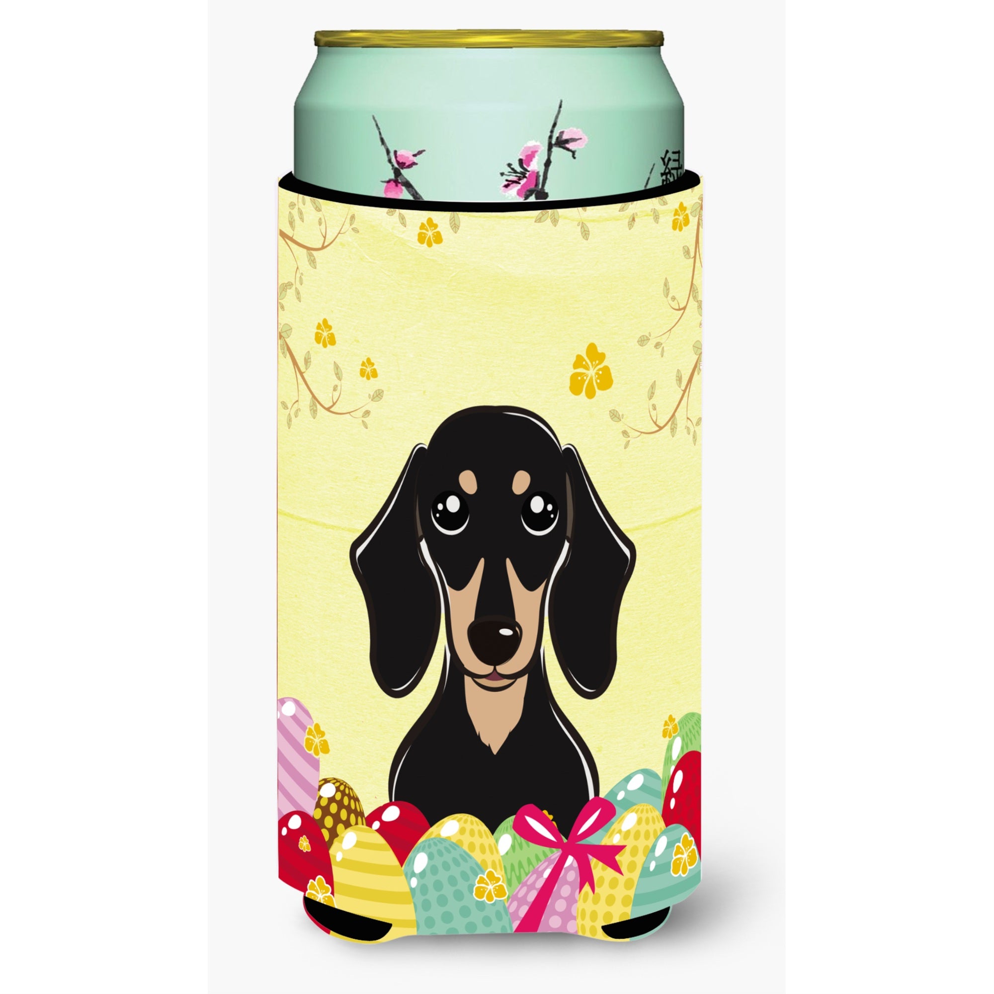 'Caroline'S Treasures Bb1897Tbc ''''Smooth Black And Tan Dachshund Easter Egg Hunt'''' Tall Boy Hugger Koozie, Multicolor''