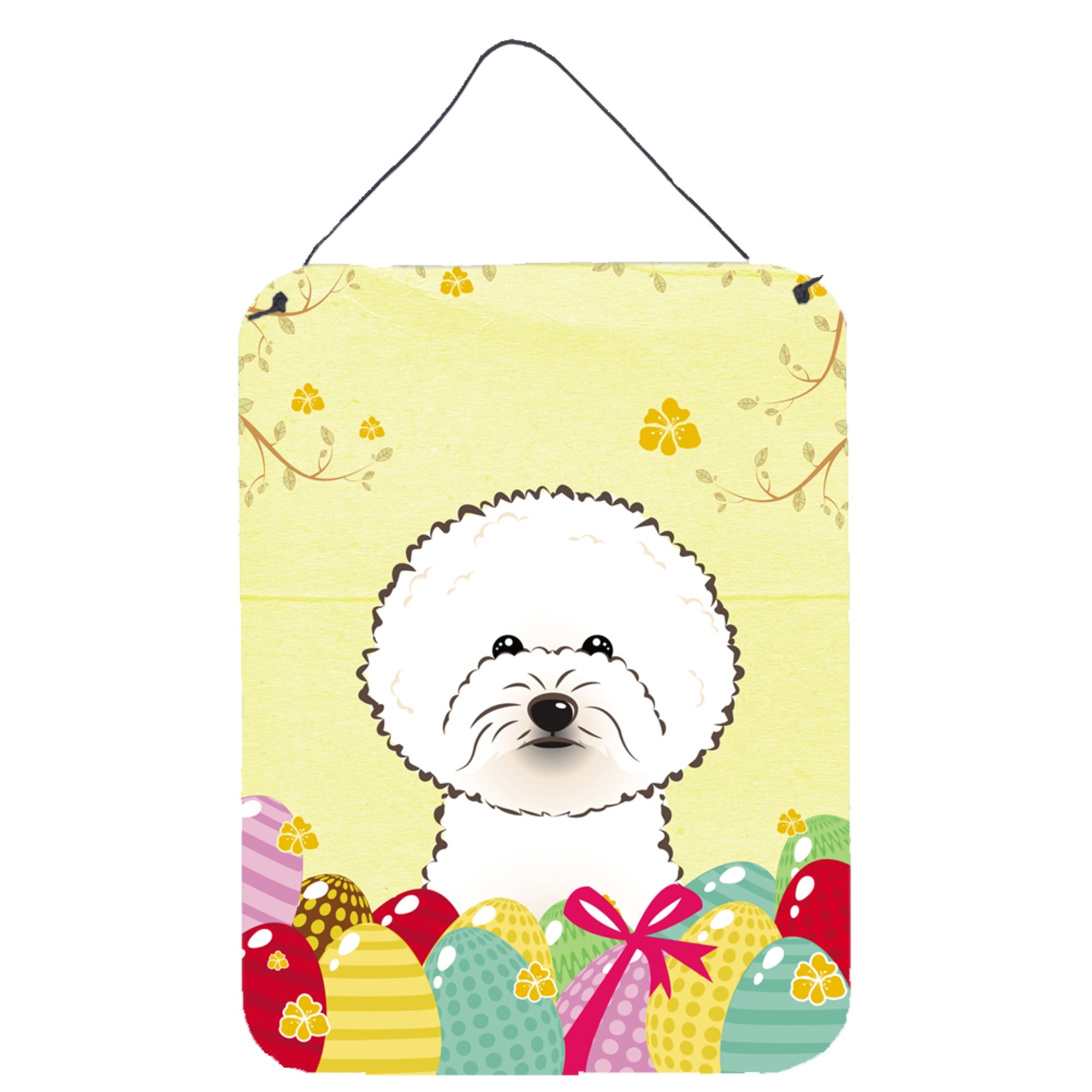 'Caroline'S Treasures Bichon Frise Easter Egg Hunt Wall Or Door Hanging Prints Bb1899Ds1216, 16Hx12W, Multicolor''