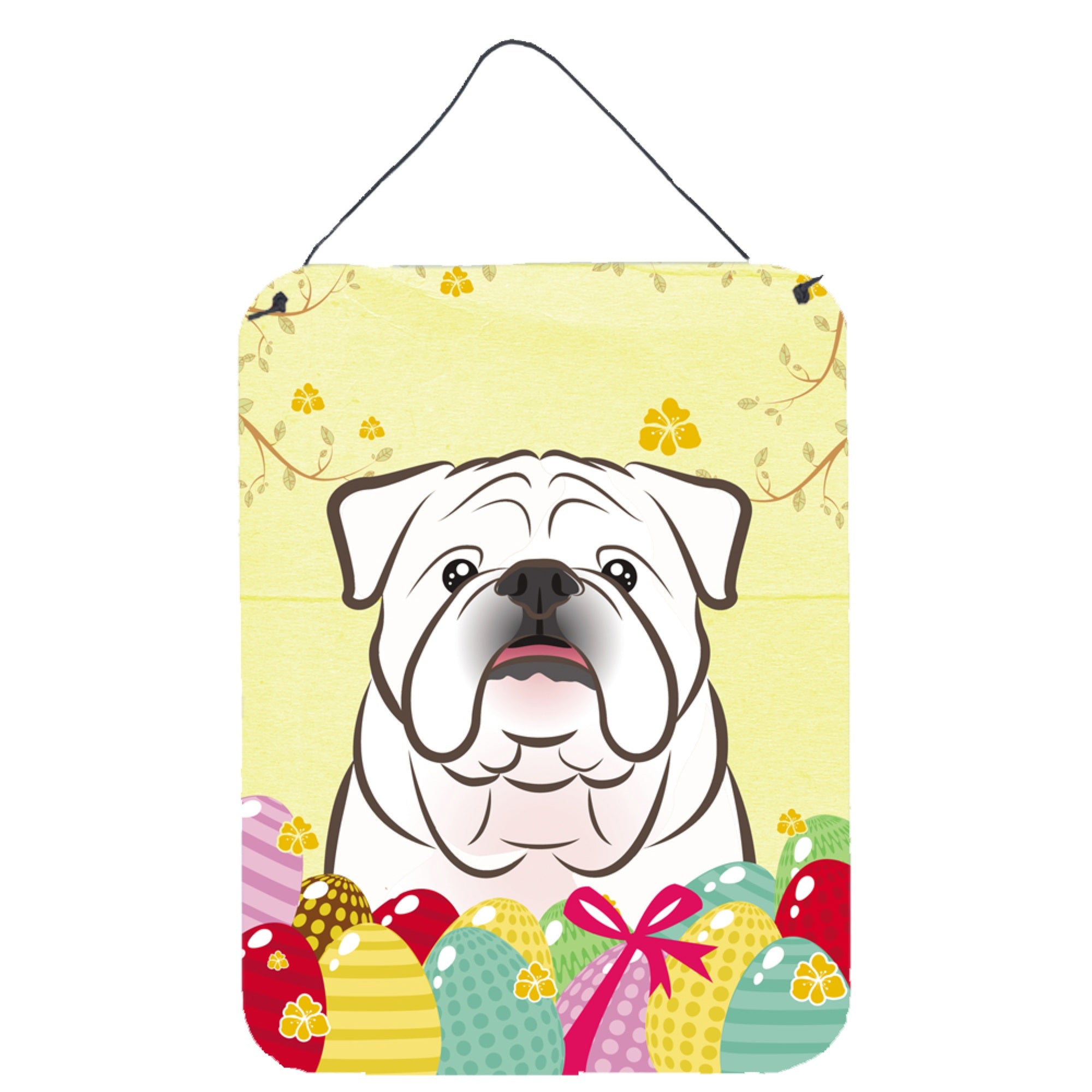 'Caroline'S Treasures White English Bulldog Easter Egg Hunt Wall Or Door Hanging Prints Bb1902Ds1216, 16''''H X 12''''W, Multic