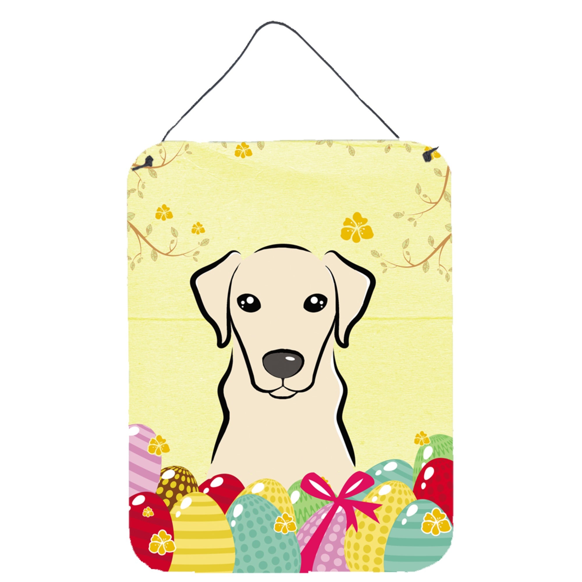 'Caroline'S Treasures Yellow Labrador Easter Egg Hunt Wall Or Door Hanging Prints Bb1904Ds1216, 16''''H X 12''''W, Multicolor''