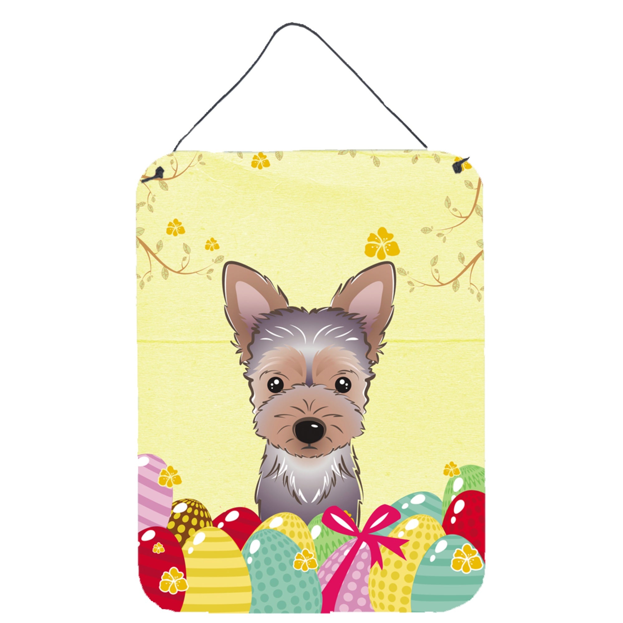 'Caroline'S Treasures Yorkie Puppy Easter Egg Hunt Wall Or Door Hanging Prints Bb1914Ds1216, 16Hx12W, Multicolor''