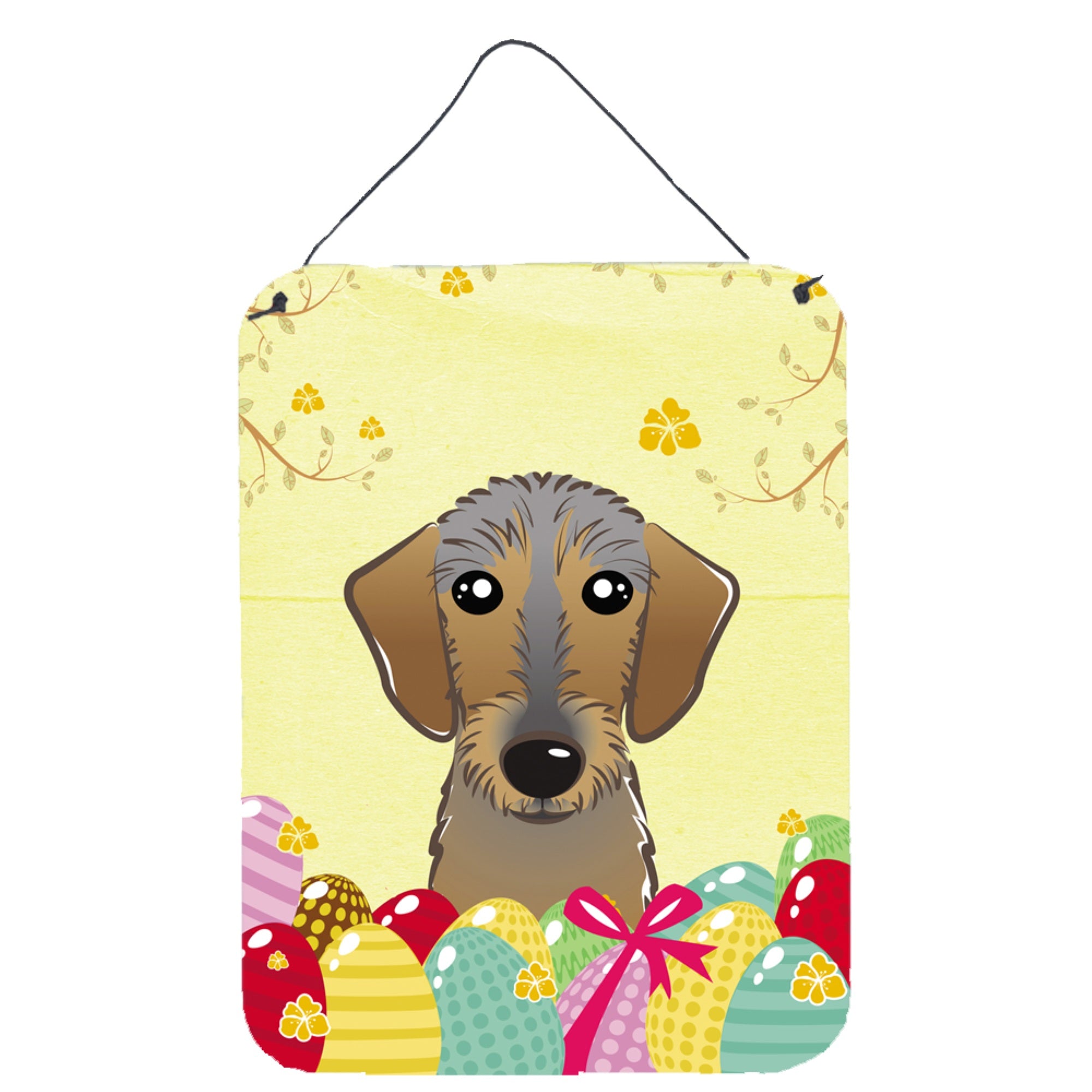 'Caroline'S Treasures Wirehaired Dachshund Easter Egg Hunt Wall Or Door Hanging Prints Bb1915Ds1216, 16Hx12W, Multicolor''