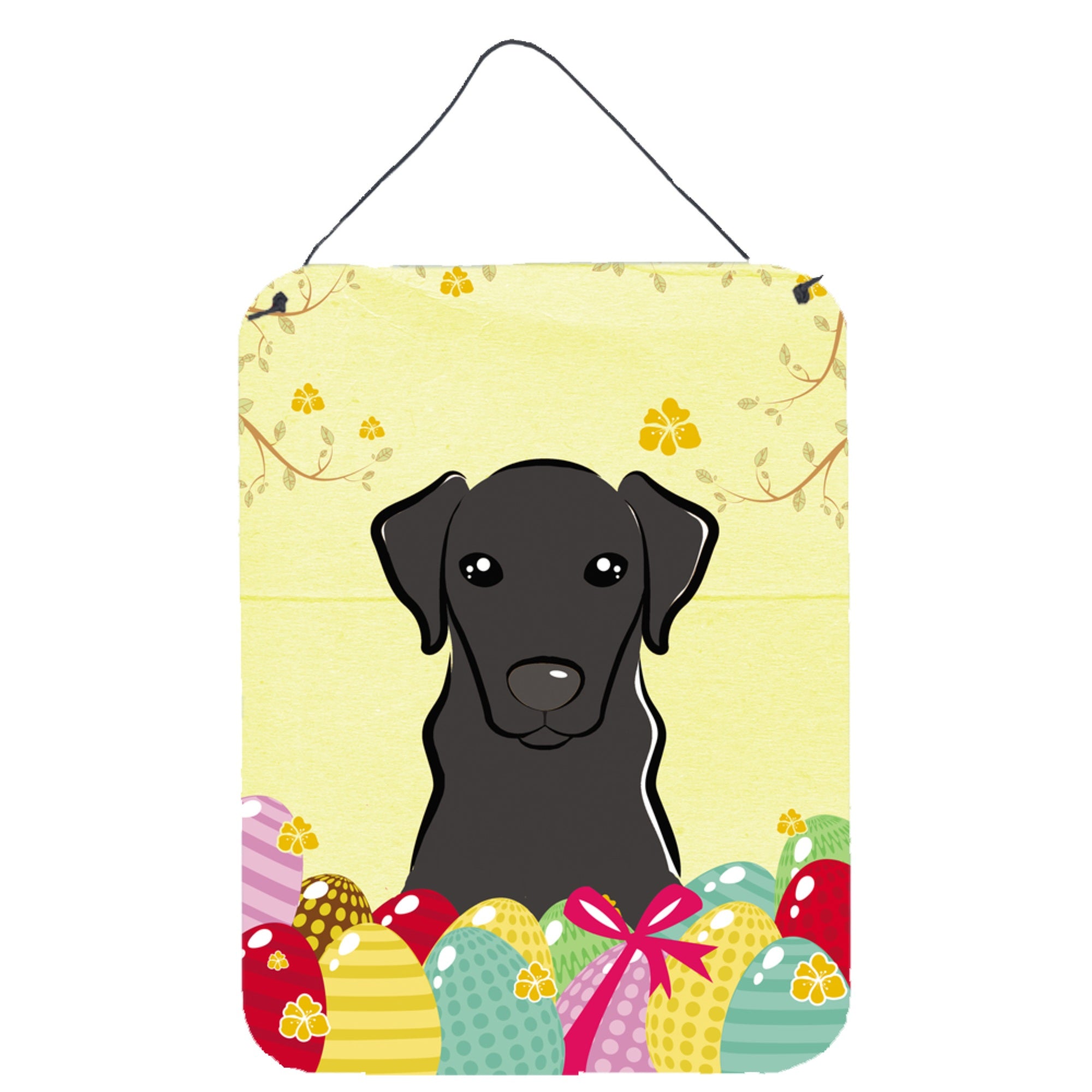 'Caroline'S Treasures Black Labrador Easter Egg Hunt Wall Or Door Hanging Prints Bb1917Ds1216, 16Hx12W, Multicolor''