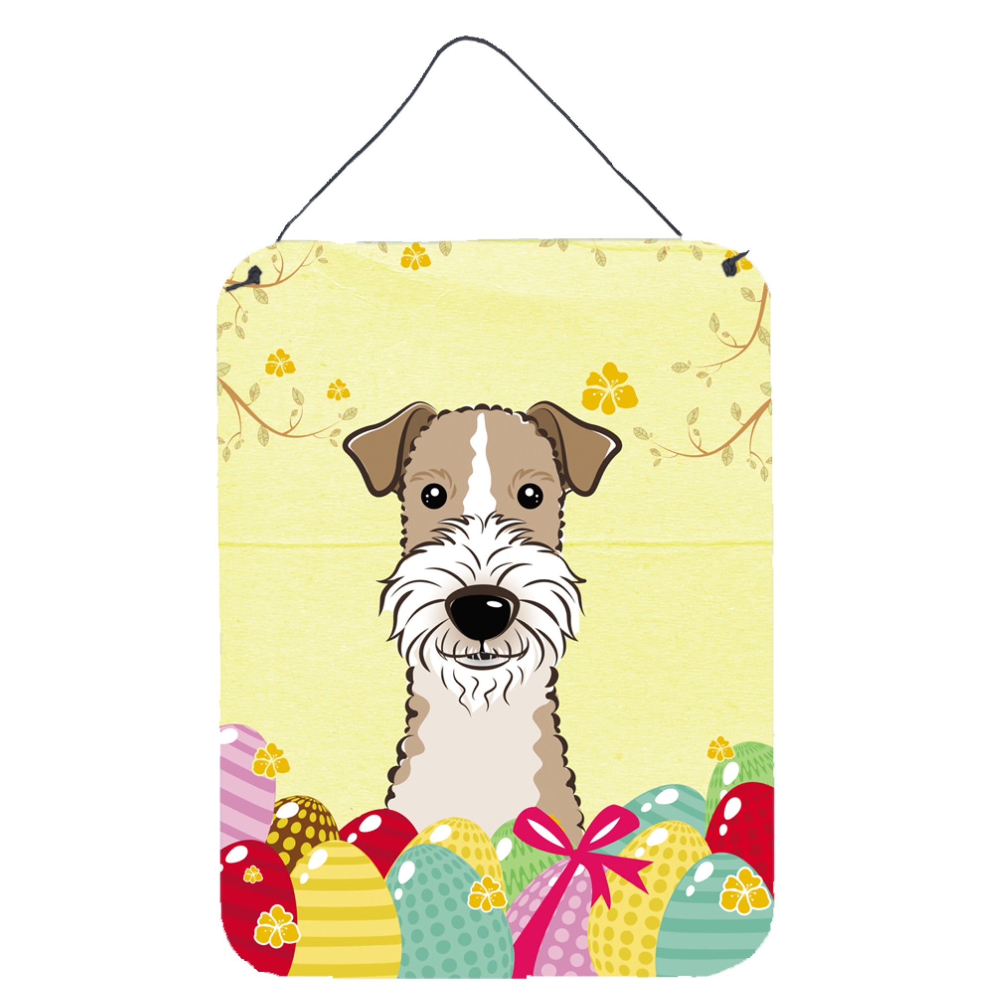 'Caroline'S Treasures Wire Haired Fox Terrier Easter Egg Hunt Wall Or Door Hanging Prints Bb1929Ds1216, 16Hx12W, Multicolor''