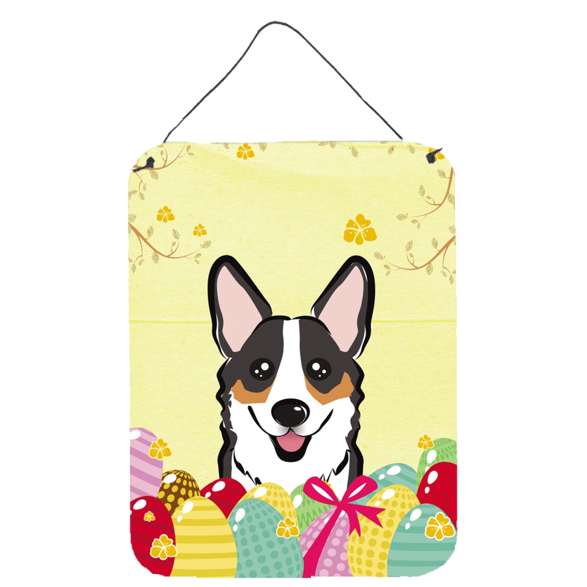 'Caroline'S Treasures Tricolor Corgi Easter Egg Hunt Wall Or Door Hanging Prints Bb1937Ds1216, 16Hx12W, Multicolor''