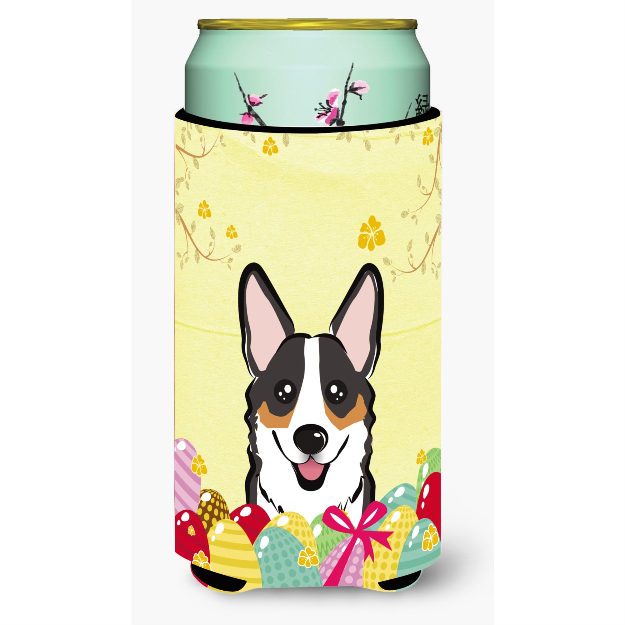 'Caroline'S Treasures Bb1937Tbc ''''Tricolor Corgi Easter Egg Hunt'''' Tall Boy Hugger Koozie, Multicolor''