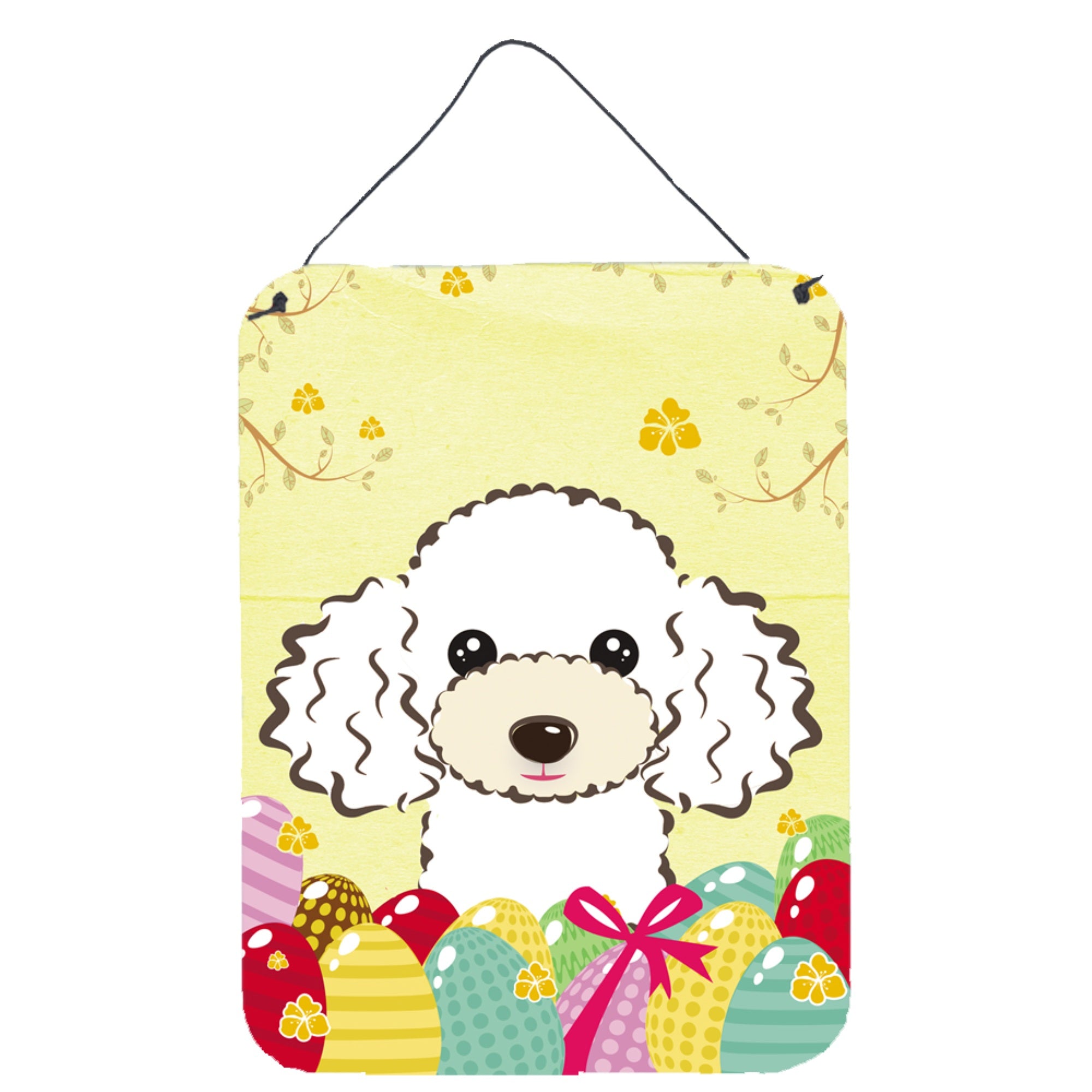 'Caroline'S Treasures White Poodle Easter Egg Hunt Wall Or Door Hanging Prints Bb1939Ds1216, 16''''H X 12''''W, Multicolor''