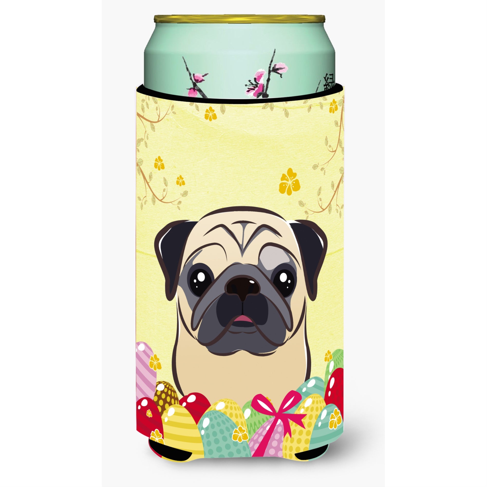 'Caroline'S Treasures Bb1944Tbc ''''Fawn Pug Easter Egg Hunt'''' Tall Boy Hugger Koozie, Multicolor''