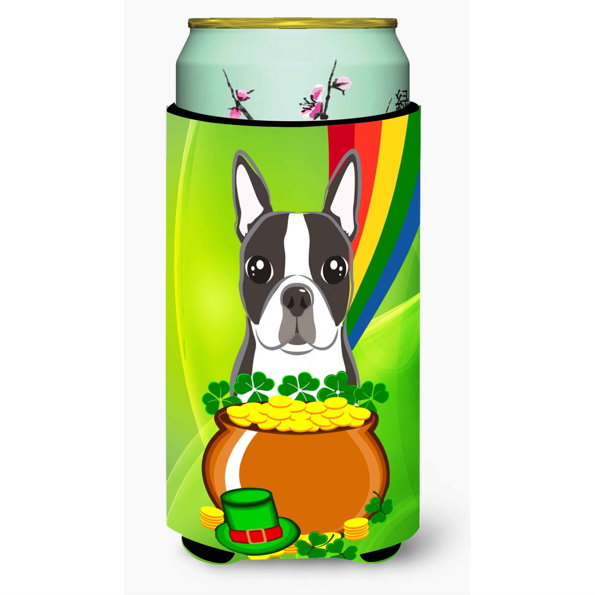 'Caroline'S Treasures Bb1947Tbc ''''Boston Terrier St. Patrick'S Day'''' Tall Boy Hugger Koozie, Multicolor''