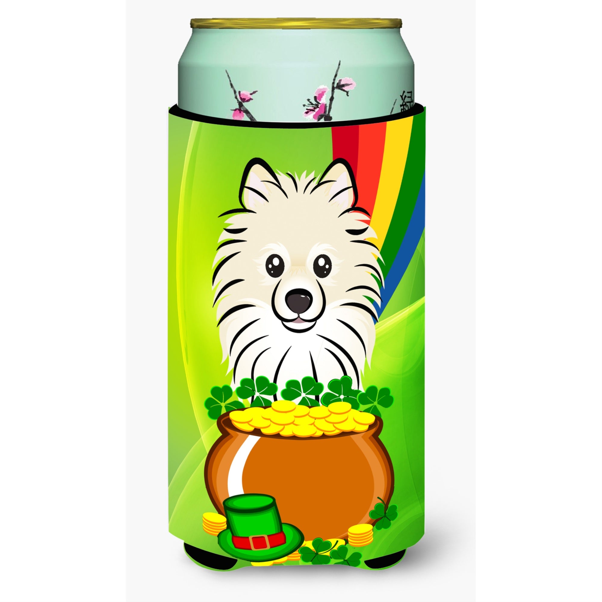 'Caroline'S Treasures Bb1951Tbc ''''Pomeranian St. Patrick'S Day'''' Tall Boy Hugger Koozie, Multicolor''