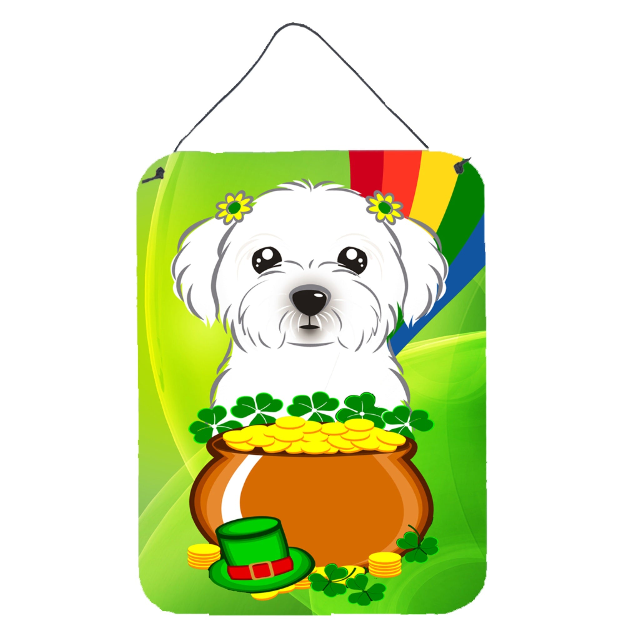 'Caroline'S Treasures Maltese St. Patrick'S Day Wall Or Door Hanging Prints Bb1952Ds1216, 16Hx12W, Multicolor''