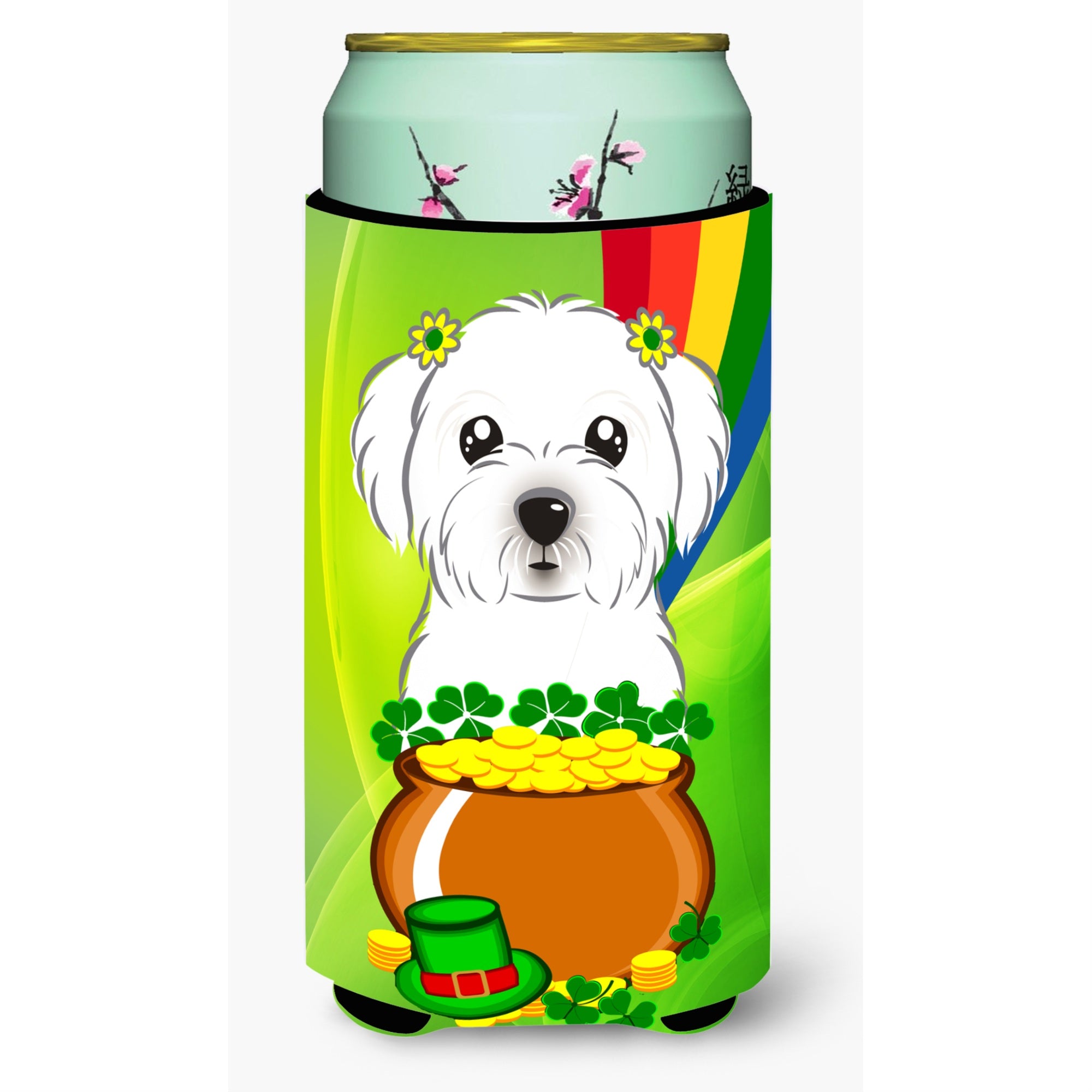 'Caroline'S Treasures Bb1952Tbc ''''Maltese St. Patrick'S Day'''' Tall Boy Hugger Koozie, Multicolor''