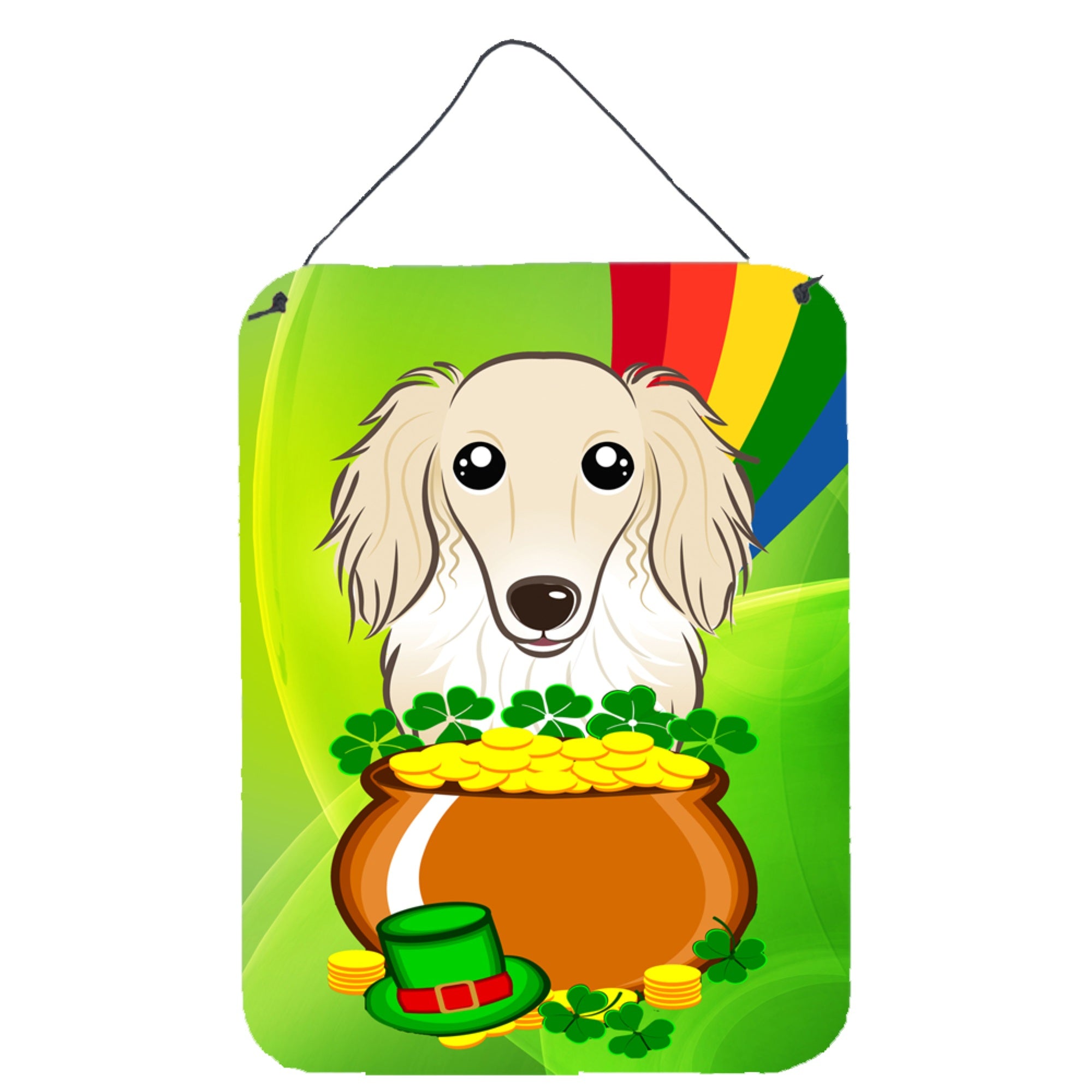 'Caroline'S Treasures Longhair Creme Dachshund St. Patrick'S Day Wall Or Door Hanging Prints Bb1956Ds1216, 16Hx12W, Multicolor'