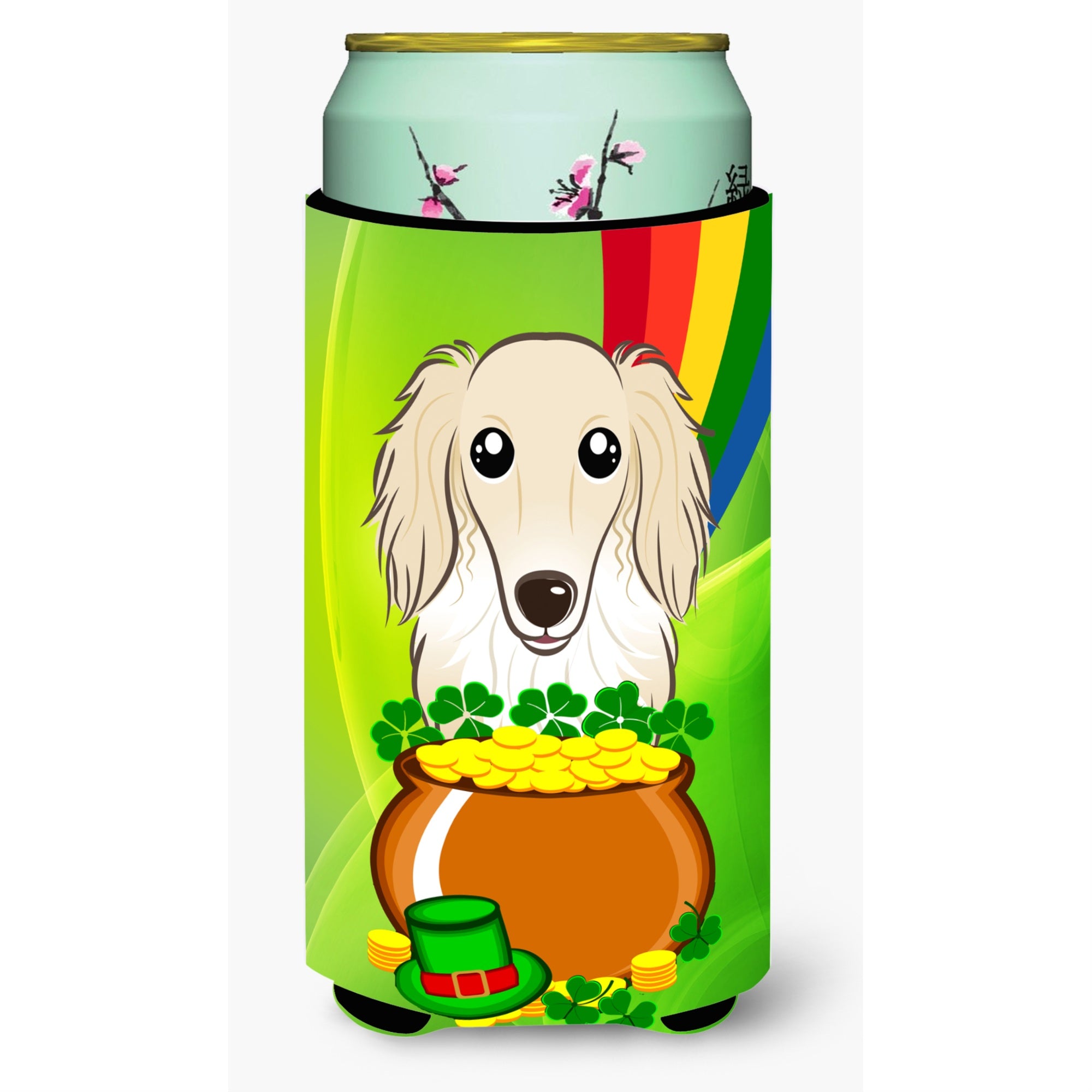 'Caroline'S Treasures Bb1956Tbc ''''Longhair Crme Dachshund St. Patrick'S Day'''' Tall Boy Hugger Koozie, Multicolor''