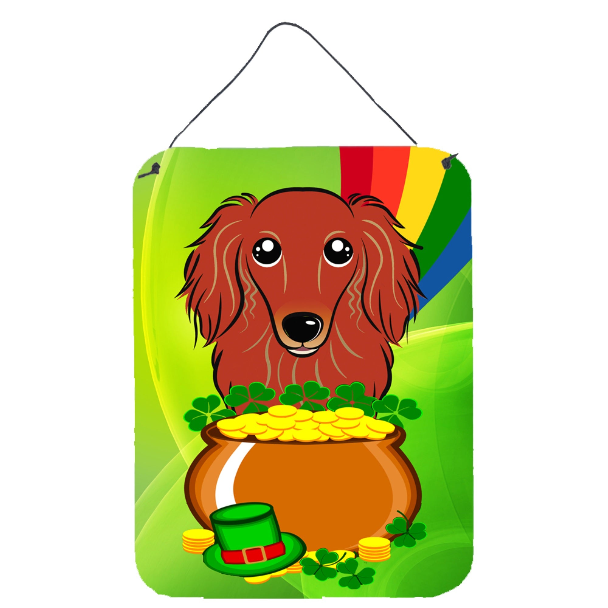 'Caroline'S Treasures Longhair Red Dachshund St. Patrick'S Day Wall Or Door Hanging Prints Bb1958Ds1216, 16Hx12W, Multicolor''