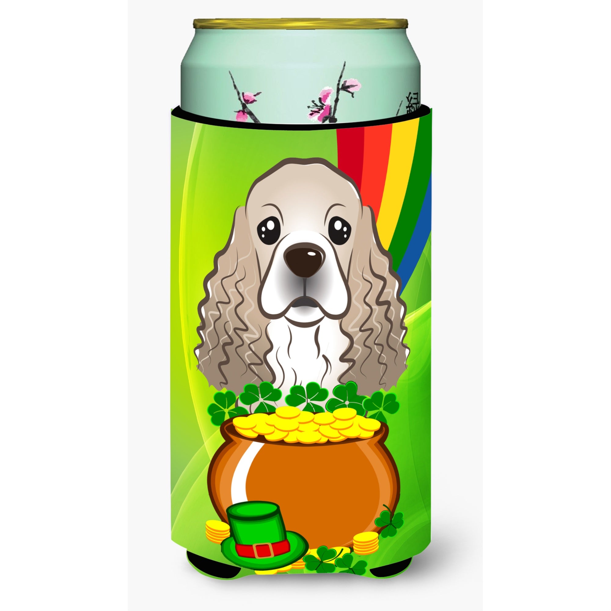 'Caroline'S Treasures Bb1960Tbc ''''Cocker Spaniel St. Patrick'S Day'''' Tall Boy Hugger Koozie, Multicolor''
