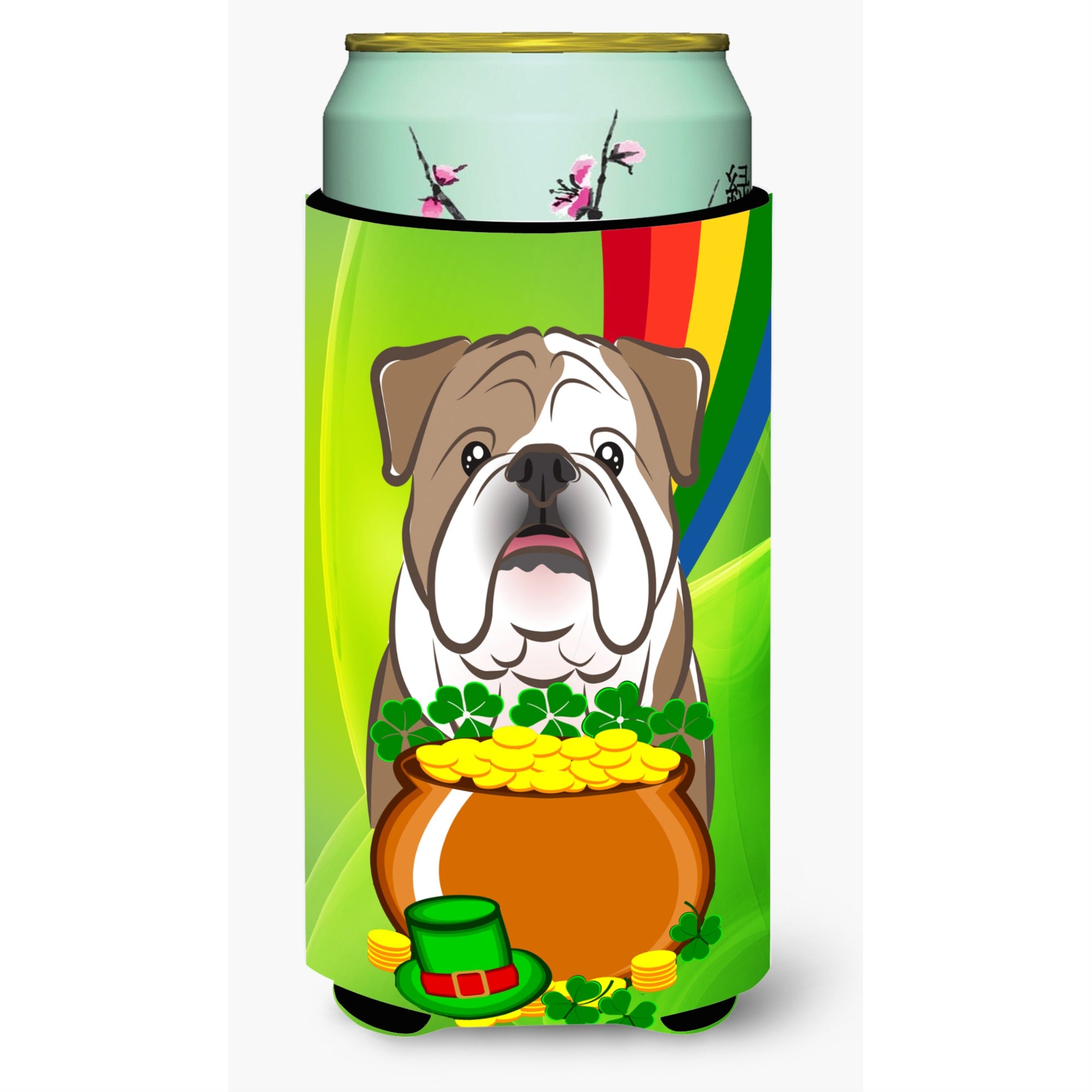 'Caroline'S Treasures Bb1963Tbc ''''English Bulldog St. Patrick'S Day'''' Tall Boy Hugger Koozie, Multicolor''