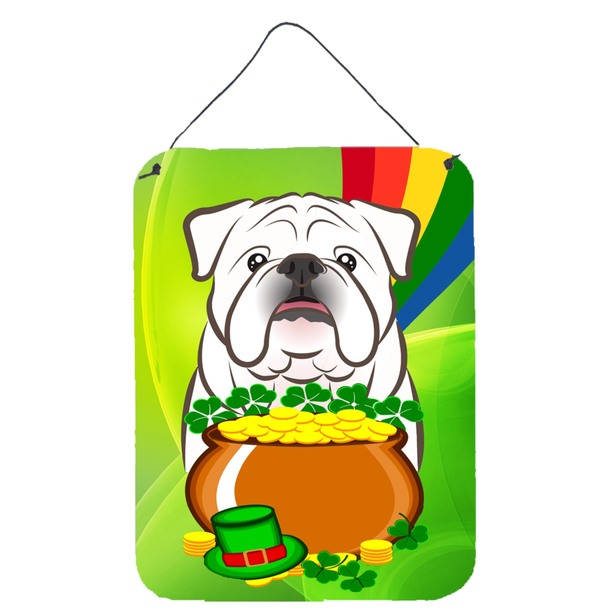 'Caroline'S Treasures White English Bulldog St. Patrick'S Day Wall Or Door Hanging Prints Bb1964Ds1216, 16''''H X 12''''W, Mult