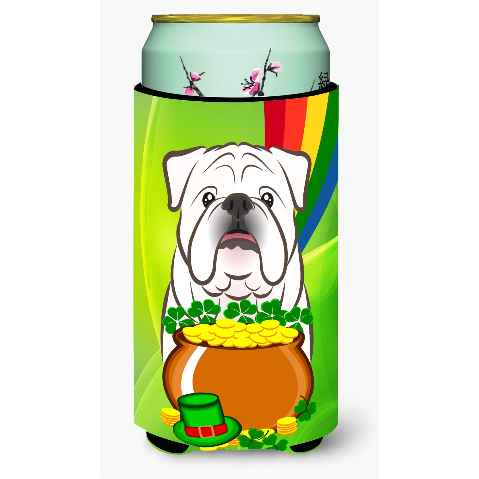 'Caroline'S Treasures Bb1964Tbc ''''White English Bulldog St. Patrick'S Day'''' Tall Boy Hugger Koozie, Multicolor''