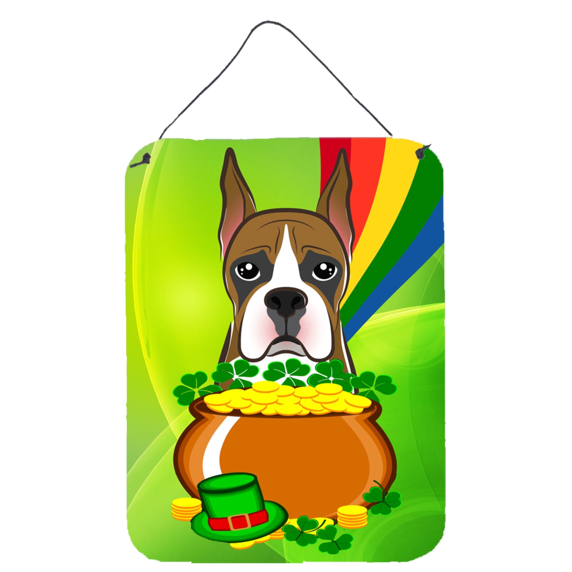'Caroline'S Treasures Boxer St. Patrick'S Day Wall Or Door Hanging Prints Bb1967Ds1216, 16Hx12W, Multicolor''