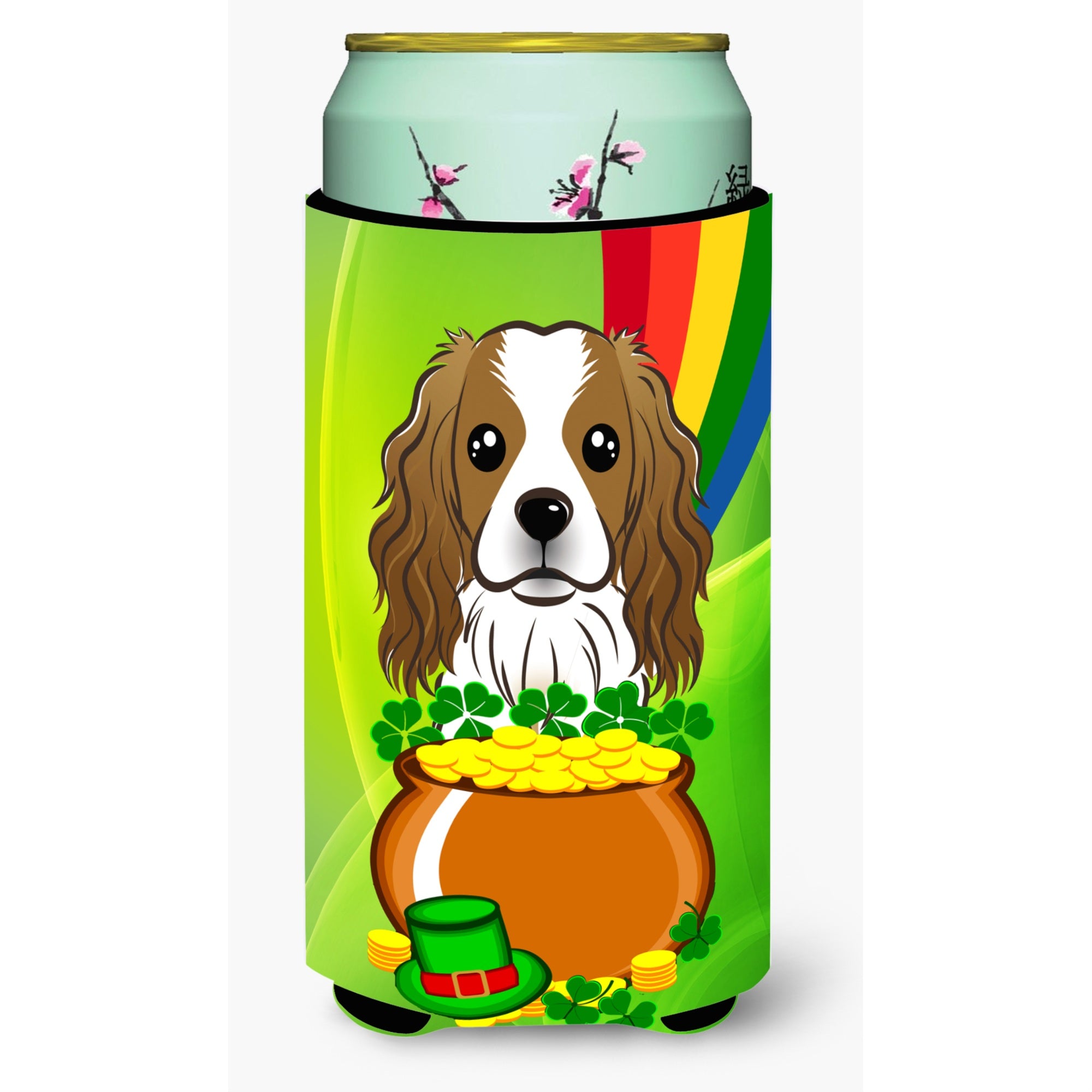 'Caroline'S Treasures Bb1968Tbc ''''Cavalier Spaniel St. Patrick'S Day'''' Tall Boy Hugger Koozie, Multicolor''