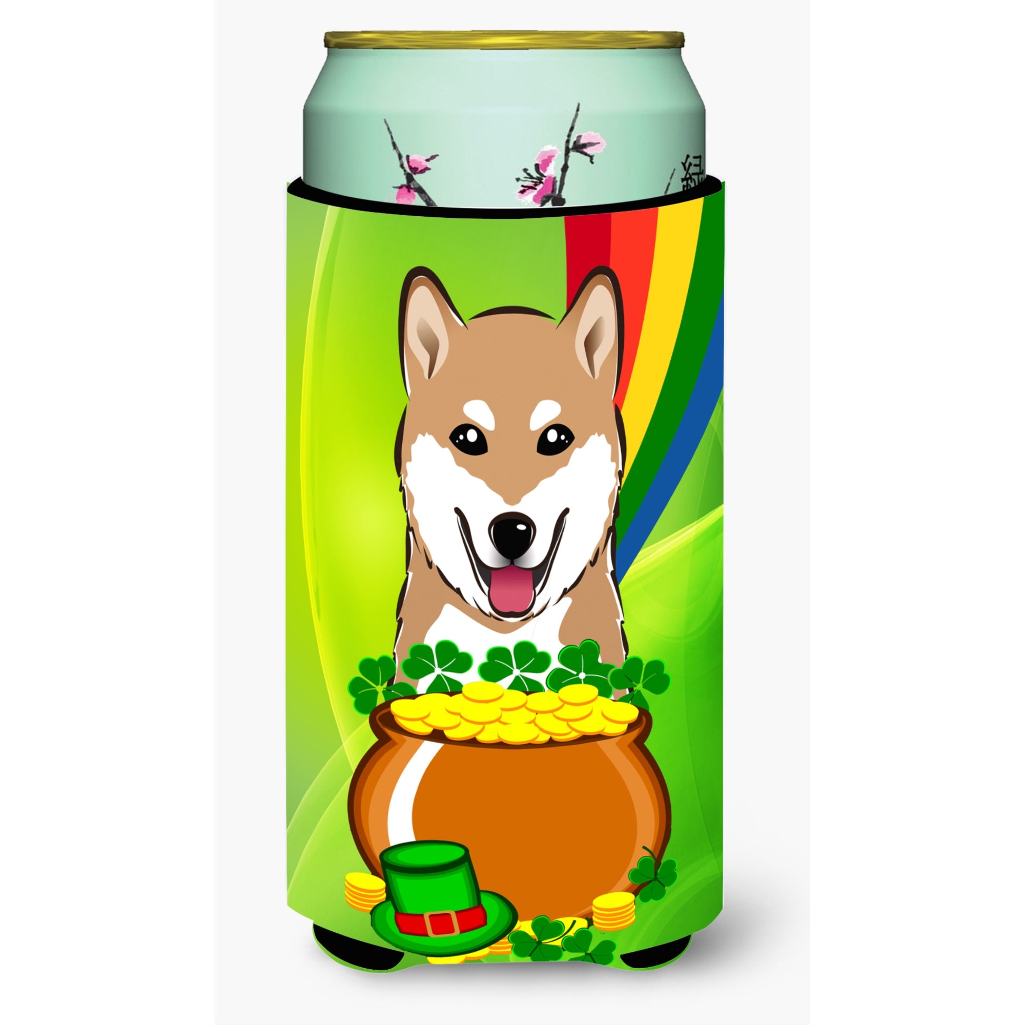 'Caroline'S Treasures Bb1969Tbc ''''Shiba Inu St. Patrick'S Day'''' Tall Boy Hugger Koozie, Multicolor''