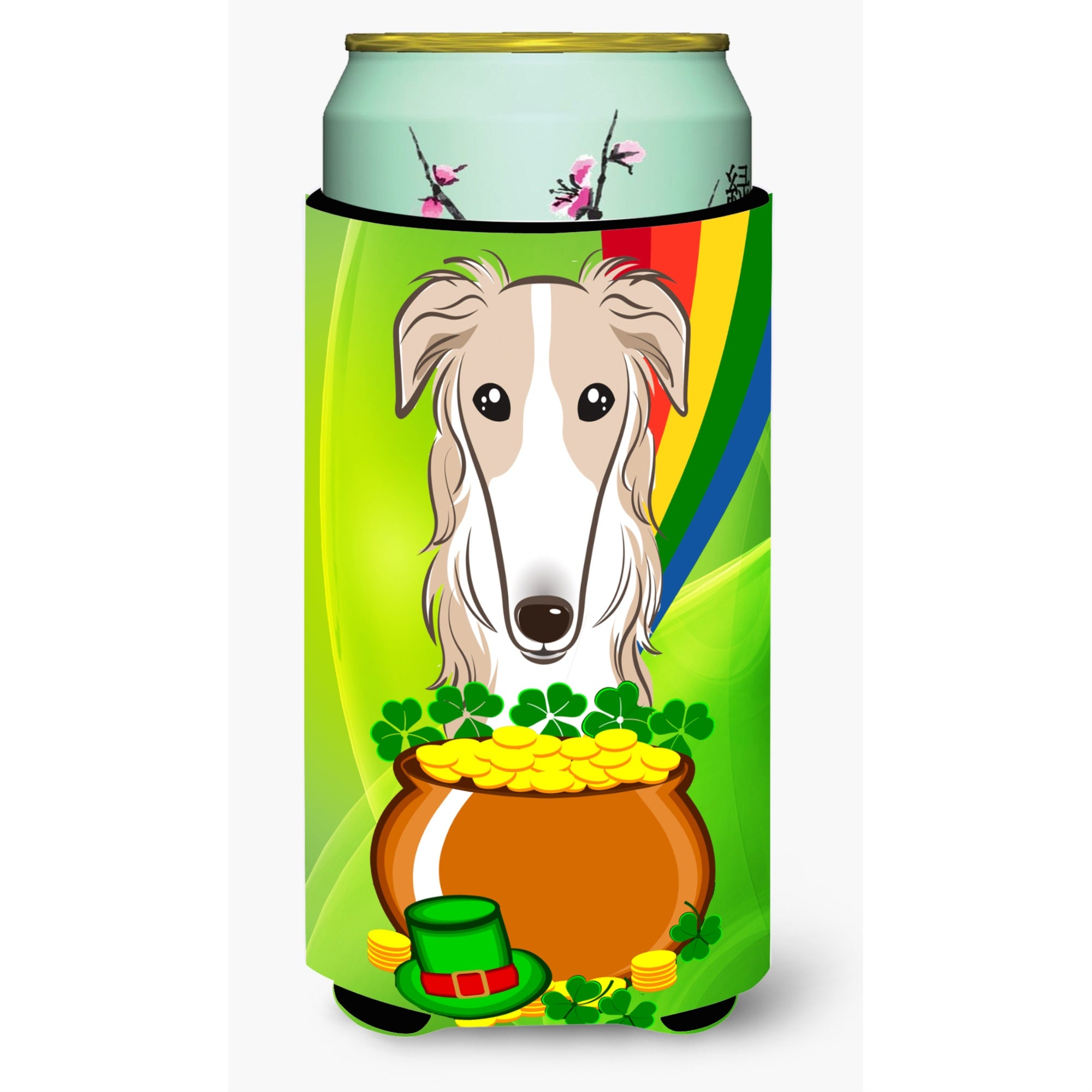 'Caroline'S Treasures Bb1972Tbc ''''Borzoi St. Patrick'S Day'''' Tall Boy Hugger Koozie, Multicolor''