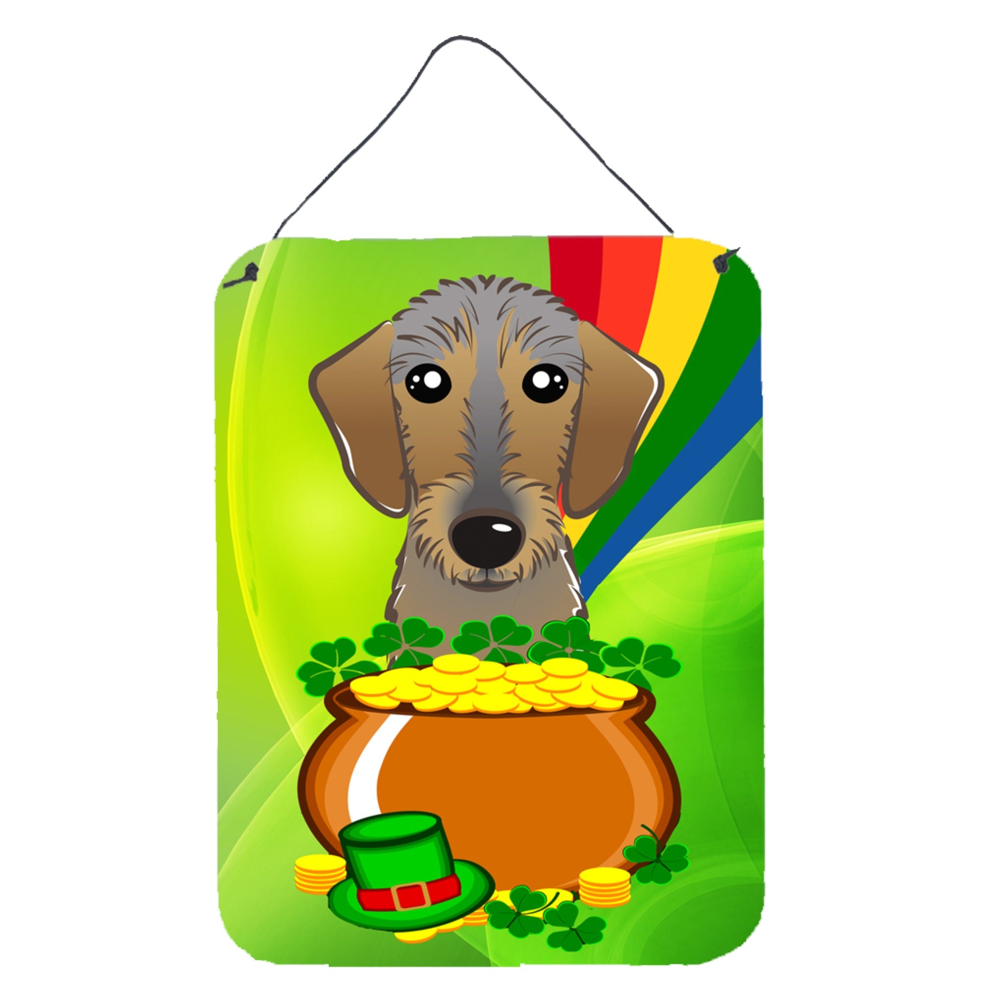 'Caroline'S Treasures Wirehaired Dachshund St. Patrick'S Day Wall Or Door Hanging Prints Bb1977Ds1216, 16Hx12W, Multicolor''