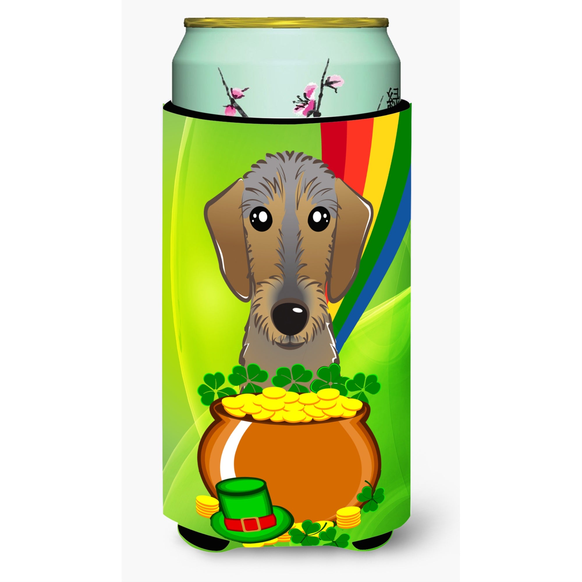 'Caroline'S Treasures Bb1977Tbc ''''Wirehaired Dachshund St. Patrick'S Day'''' Tall Boy Hugger Koozie, Multicolor''
