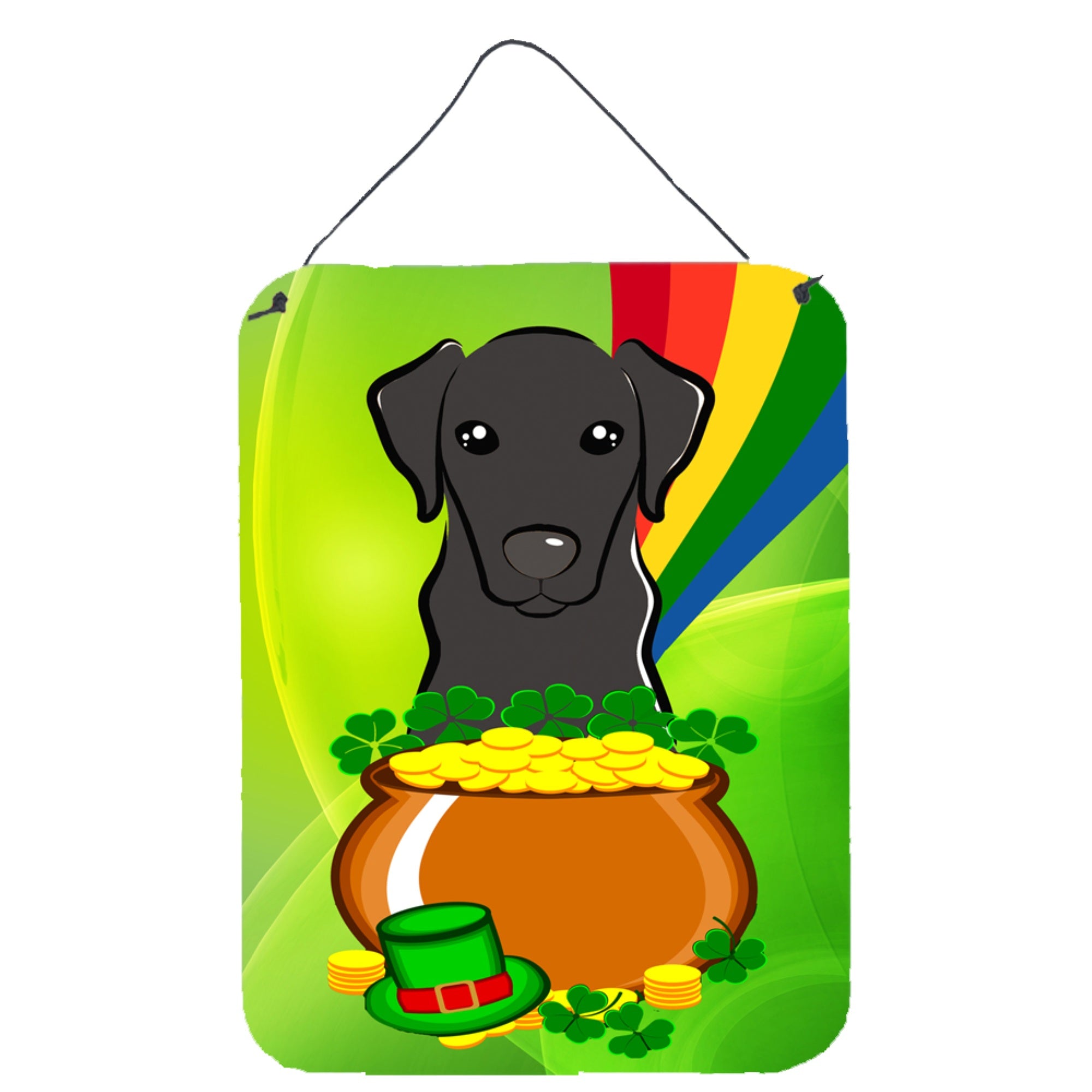 'Caroline'S Treasures Black Labrador St. Patrick'S Day Wall Or Door Hanging Prints Bb1979Ds1216, 16Hx12W, Multicolor''